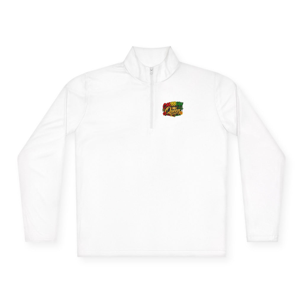 Quarter-Zip Pullover — "Caribbean Queen" Tropical Graphic Pullover