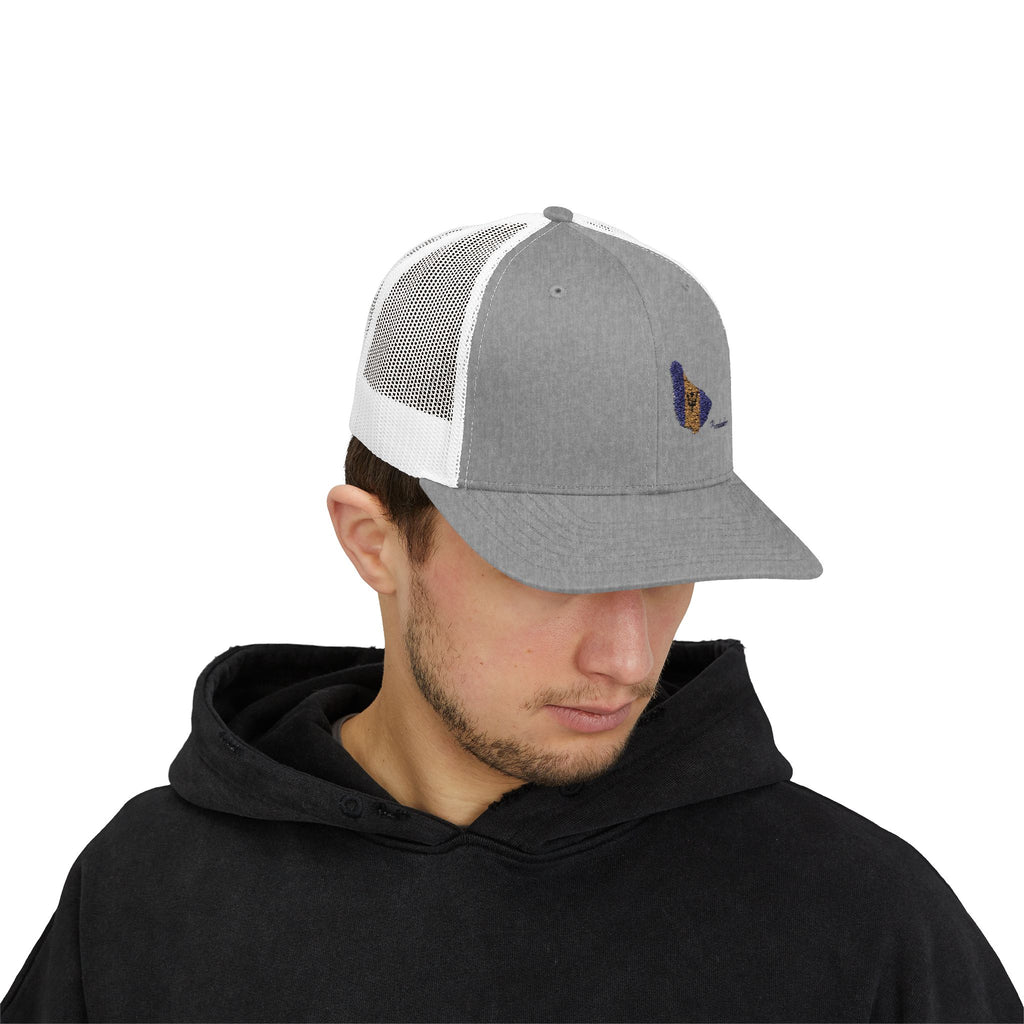 Barbados Flag Outline Snapback Trucker Cap — Glitter Map Patch