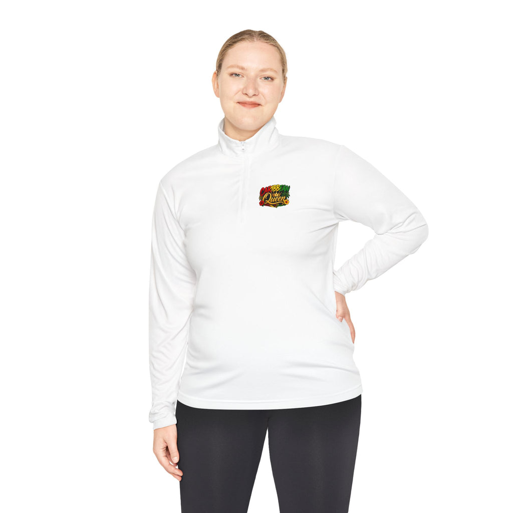 Quarter-Zip Pullover — "Caribbean Queen" Tropical Graphic Pullover