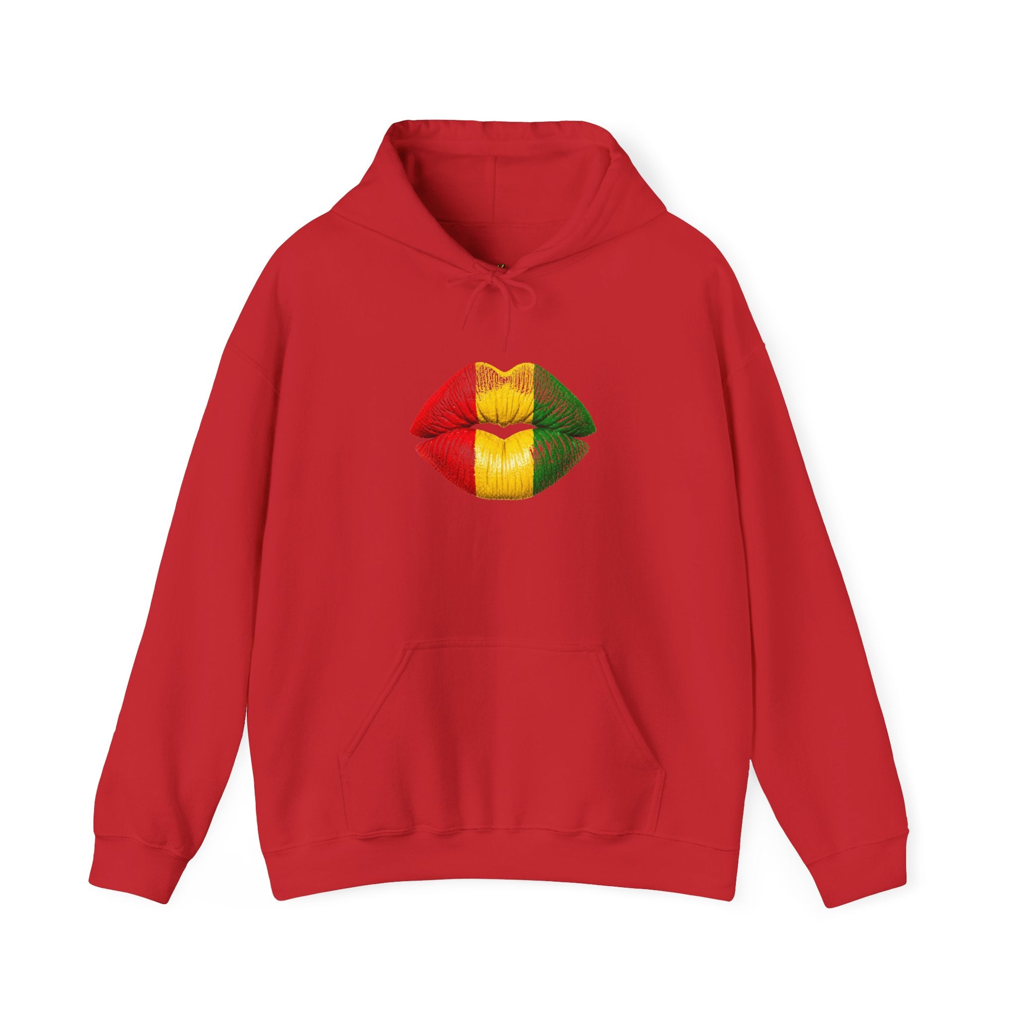 Flag Lip Print Hoodie — Ghana Flag Kiss Graphic Hooded Sweatshirt