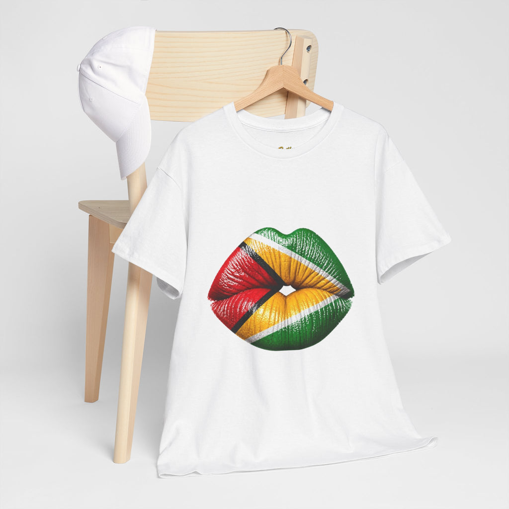 Reggae Flag Kiss T-Shirt — Jamaican Colors Lip Print Tee