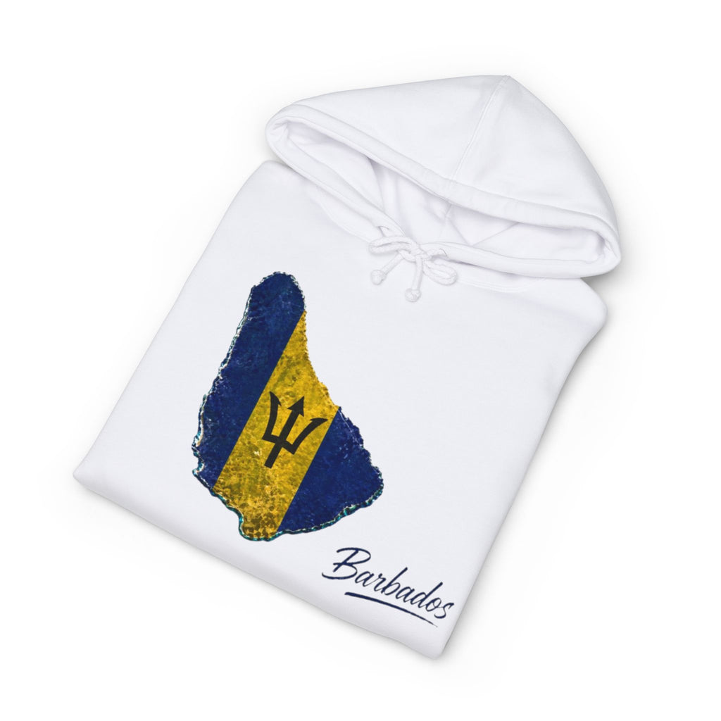 Barbados Flag Map Men Hoodie — Vintage Island Pride Pullover