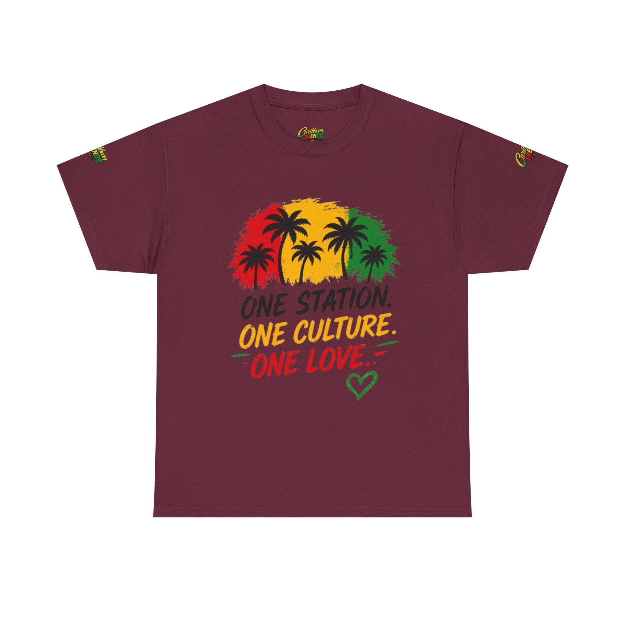 One Station One Culture One Love Men T-Shirt — Reggae Palm Tree Rasta Graphic Tee