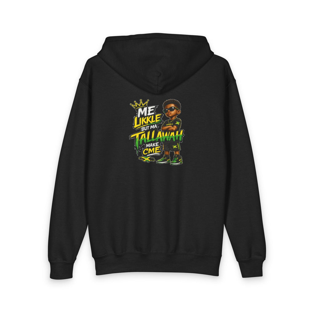 Youth Zipped Hoodie — 'Me Likkle But Mi Tallawah' Jamaican Kid Graphic