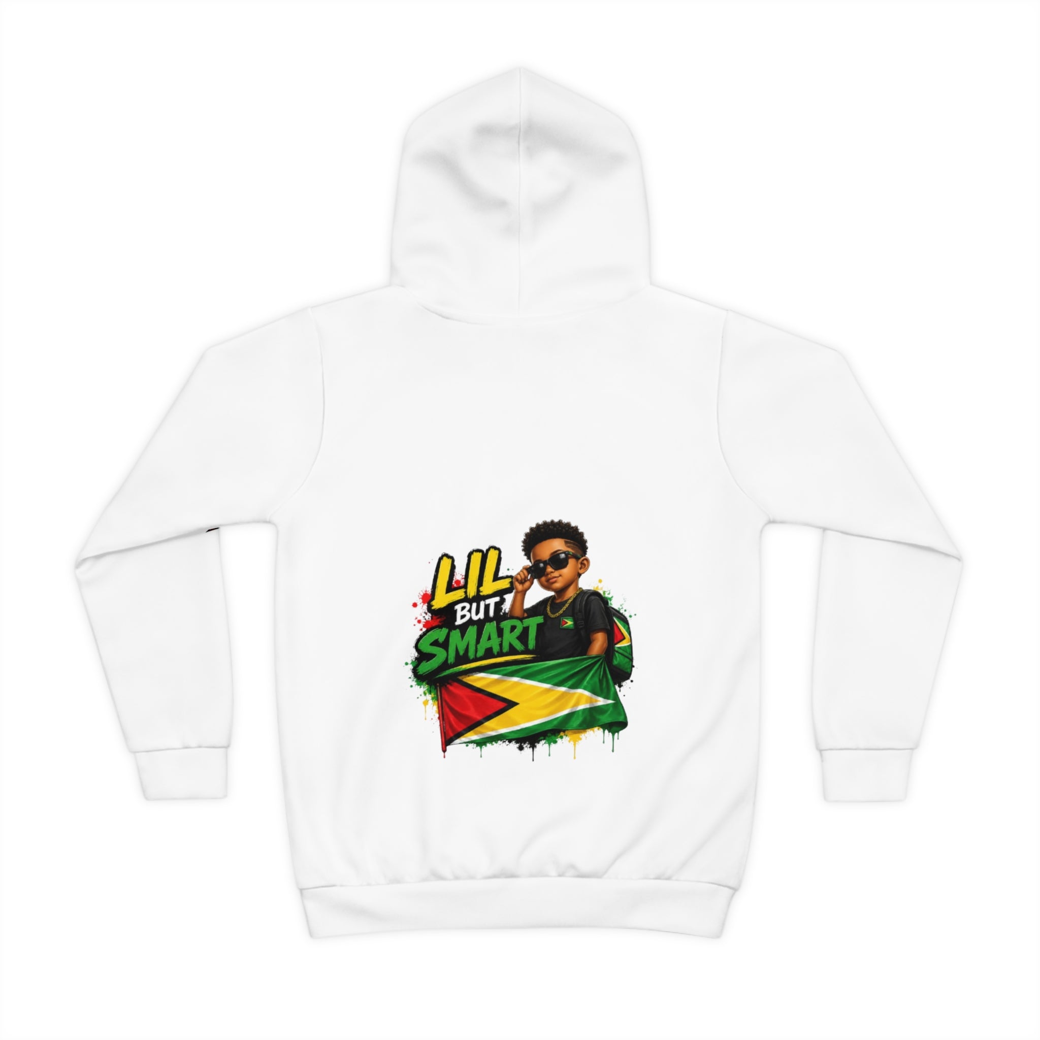 Kids Hoodie — "Lil But Smart" Jamaican Flag Graphic Children's Pullover