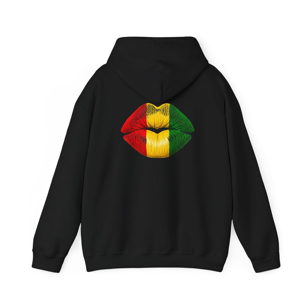 Flag Lip Print Hoodie — Ghana Flag Kiss Graphic Hooded Sweatshirt
