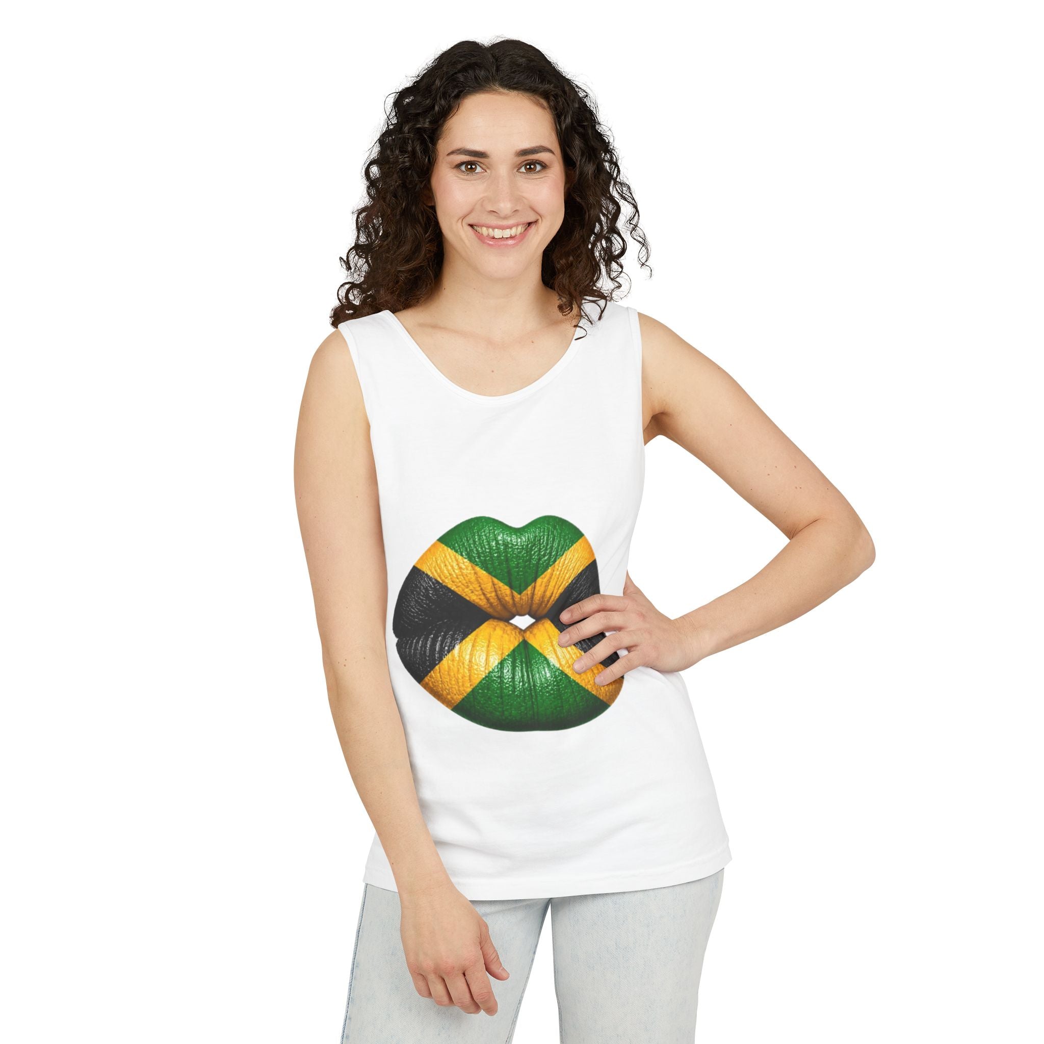 Jamaica Flag Kiss Tank Top — Jamaican Pride Lip Print
