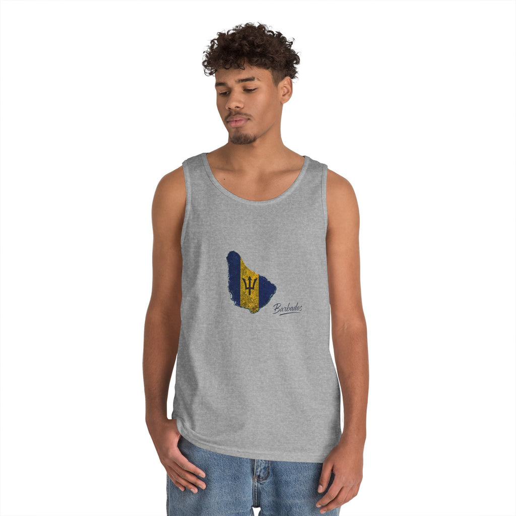Barbados Flag Men Outline Tank — Island Pride Barbados Graphic Tank Top