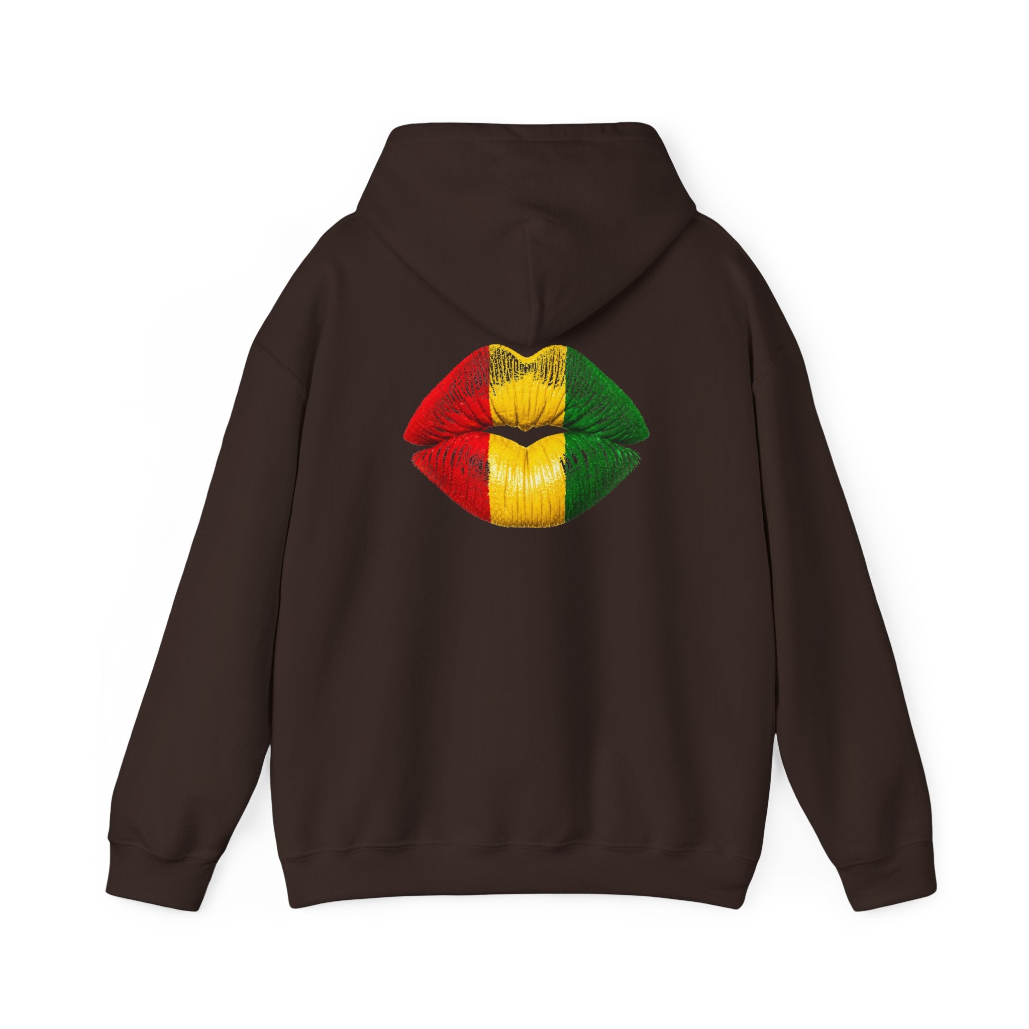 Flag Lip Print Hoodie — Ghana Flag Kiss Graphic Hooded Sweatshirt