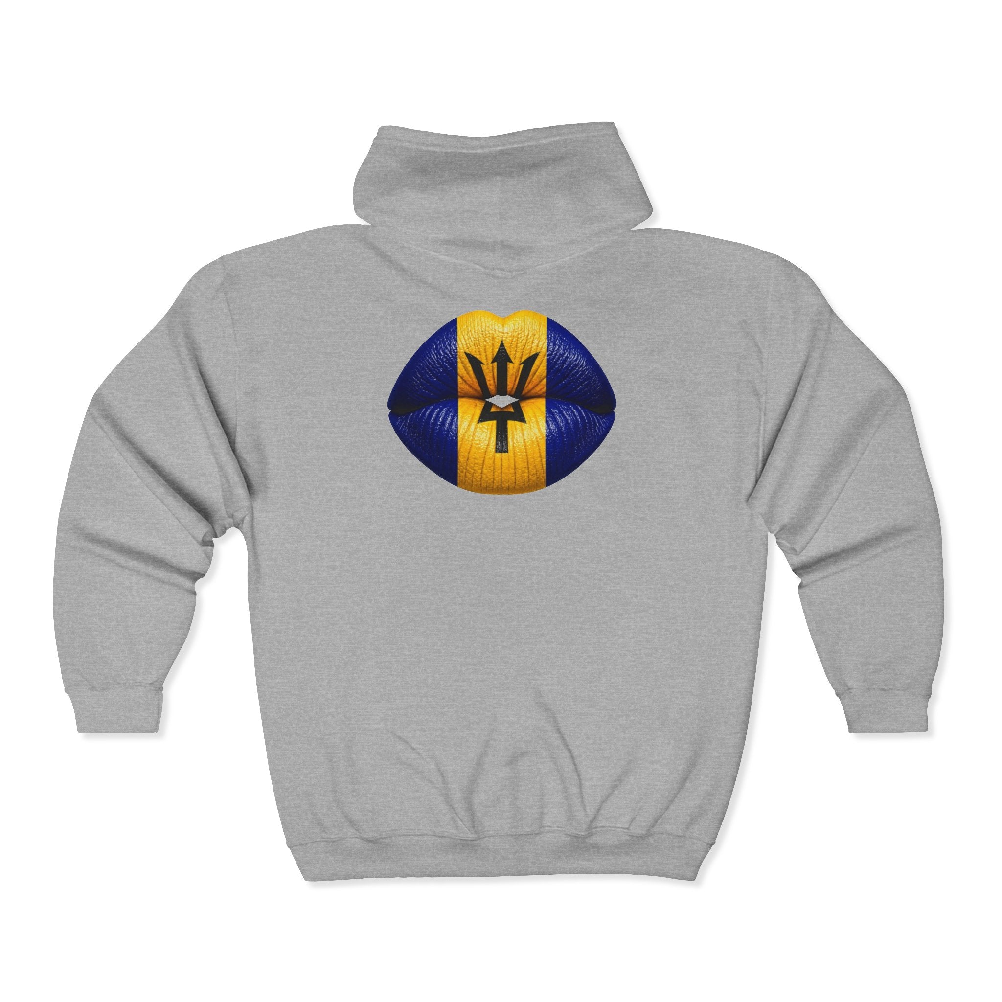 Barbados Flag Lip Print Zip Hoodie