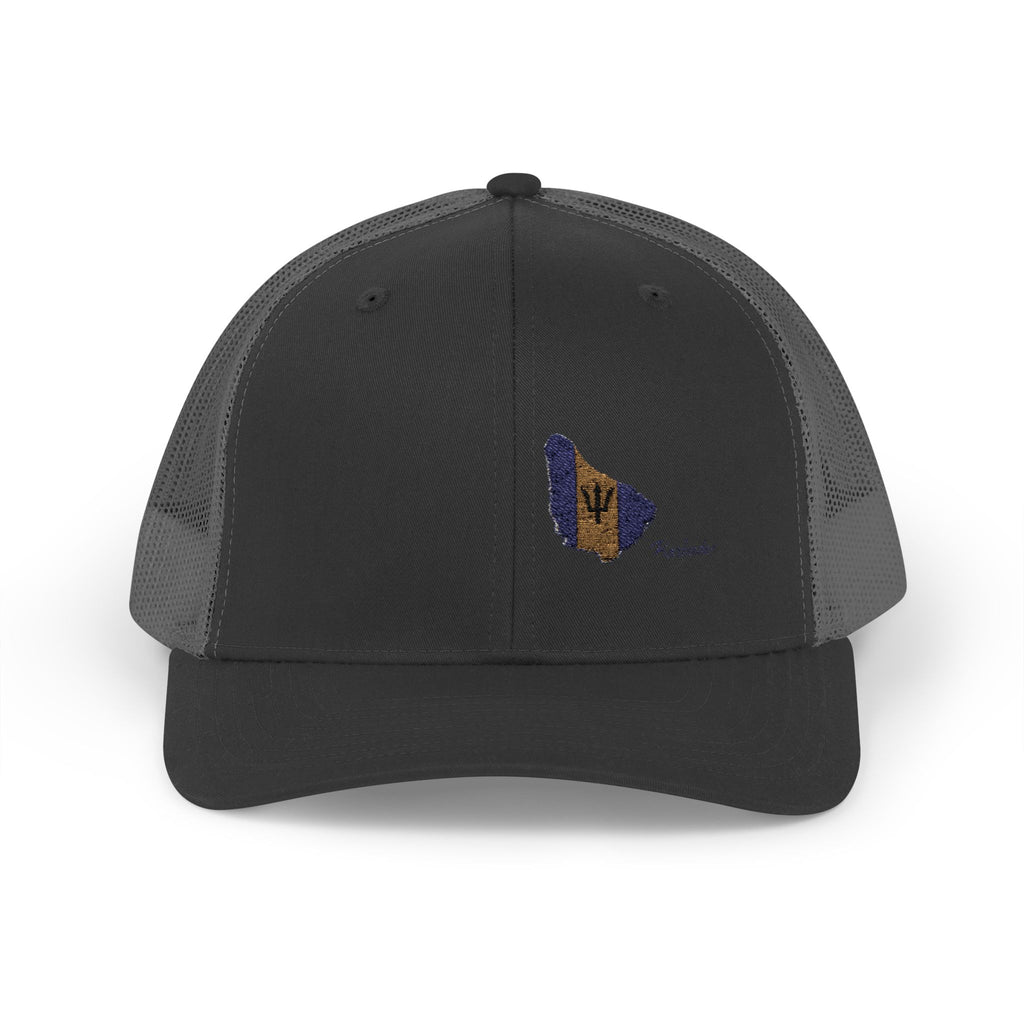 Barbados Flag Outline Snapback Trucker Cap — Glitter Map Patch