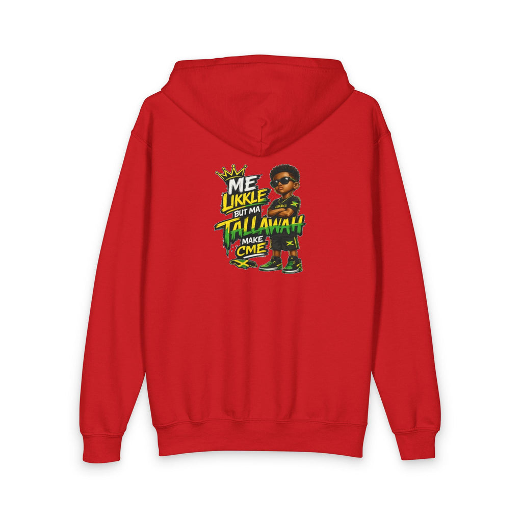 Youth Zipped Hoodie — 'Me Likkle But Mi Tallawah' Jamaican Kid Graphic