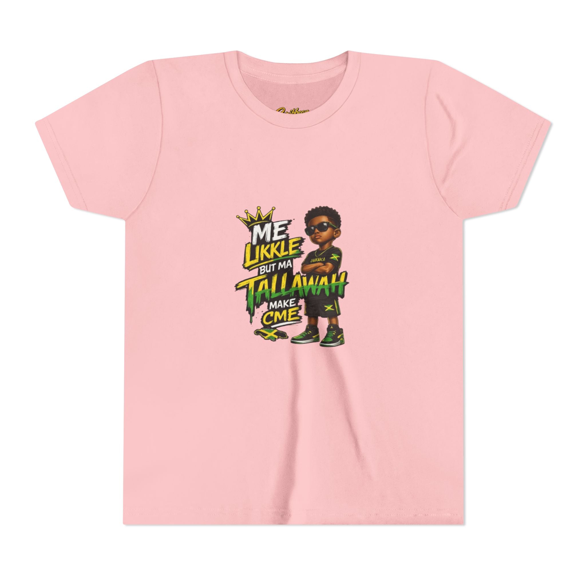 Youth Tee — "Me Likkle But Mi Talk A Wahn Make A Cme" Jamaican Kids Graphic T‑Shirt