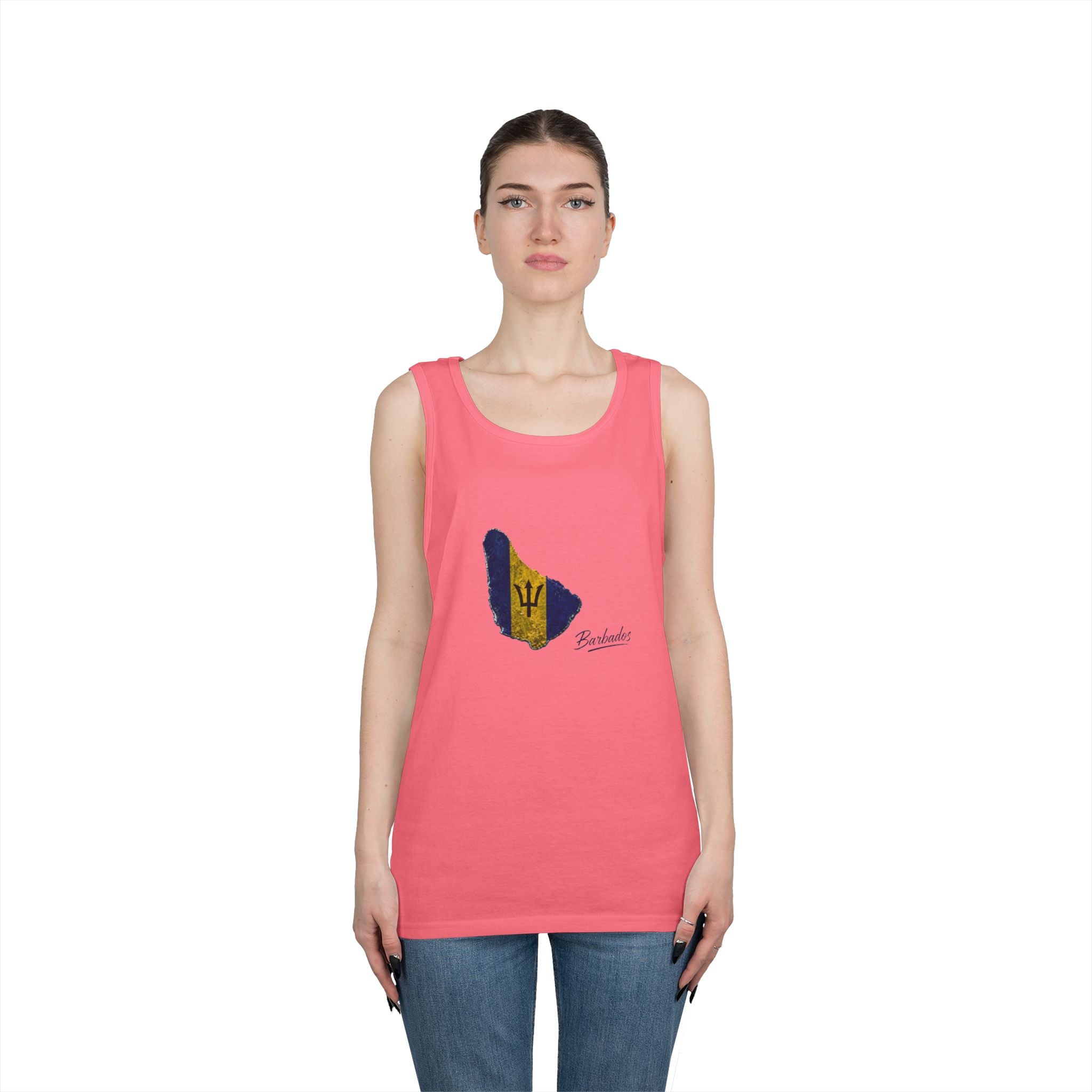 Barbados Flag Men Outline Tank — Island Pride Barbados Graphic Tank Top
