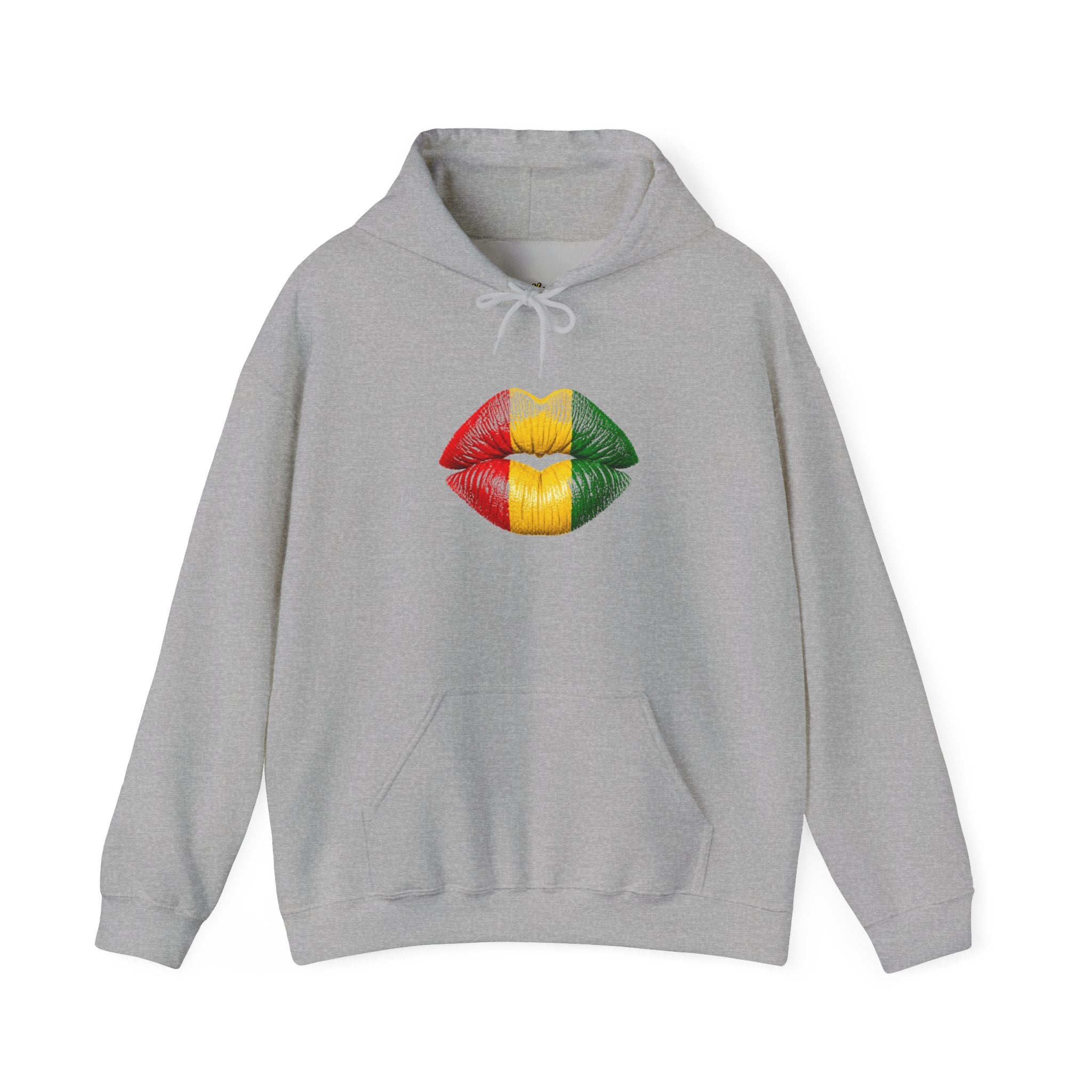 Flag Lip Print Hoodie — Ghana Flag Kiss Graphic Hooded Sweatshirt