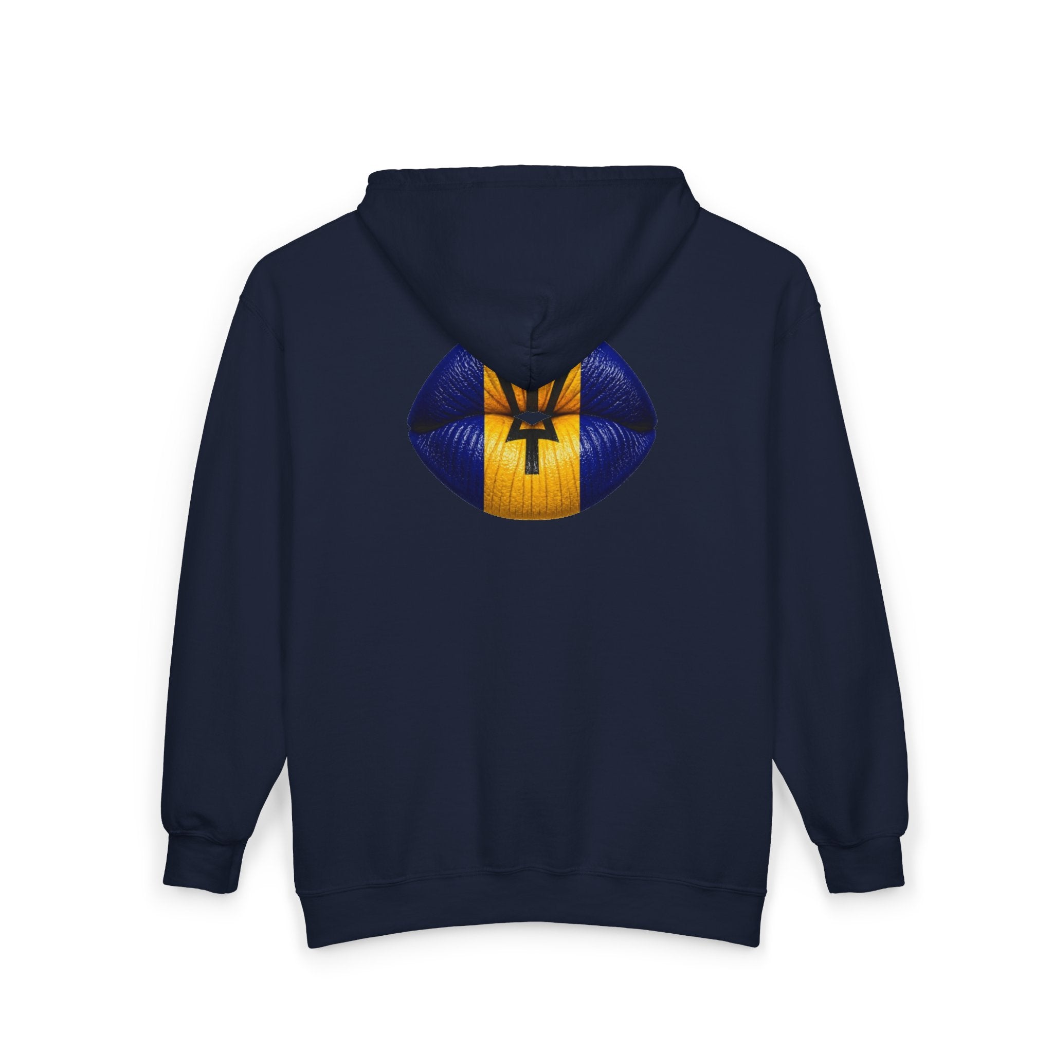 Barbados Flag Lip Print Zip Hoodie