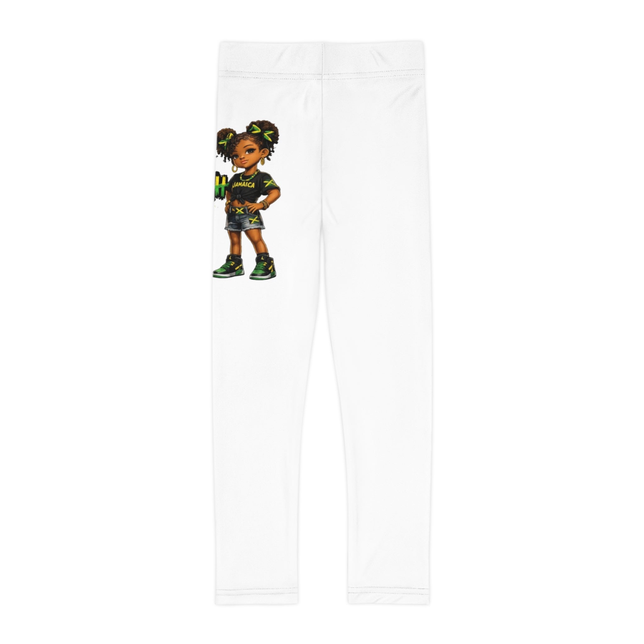 Youth Graphic Leggings — "Mi Likle But Mi Tall Man Cme" Jamaican-Inspired Girl Design