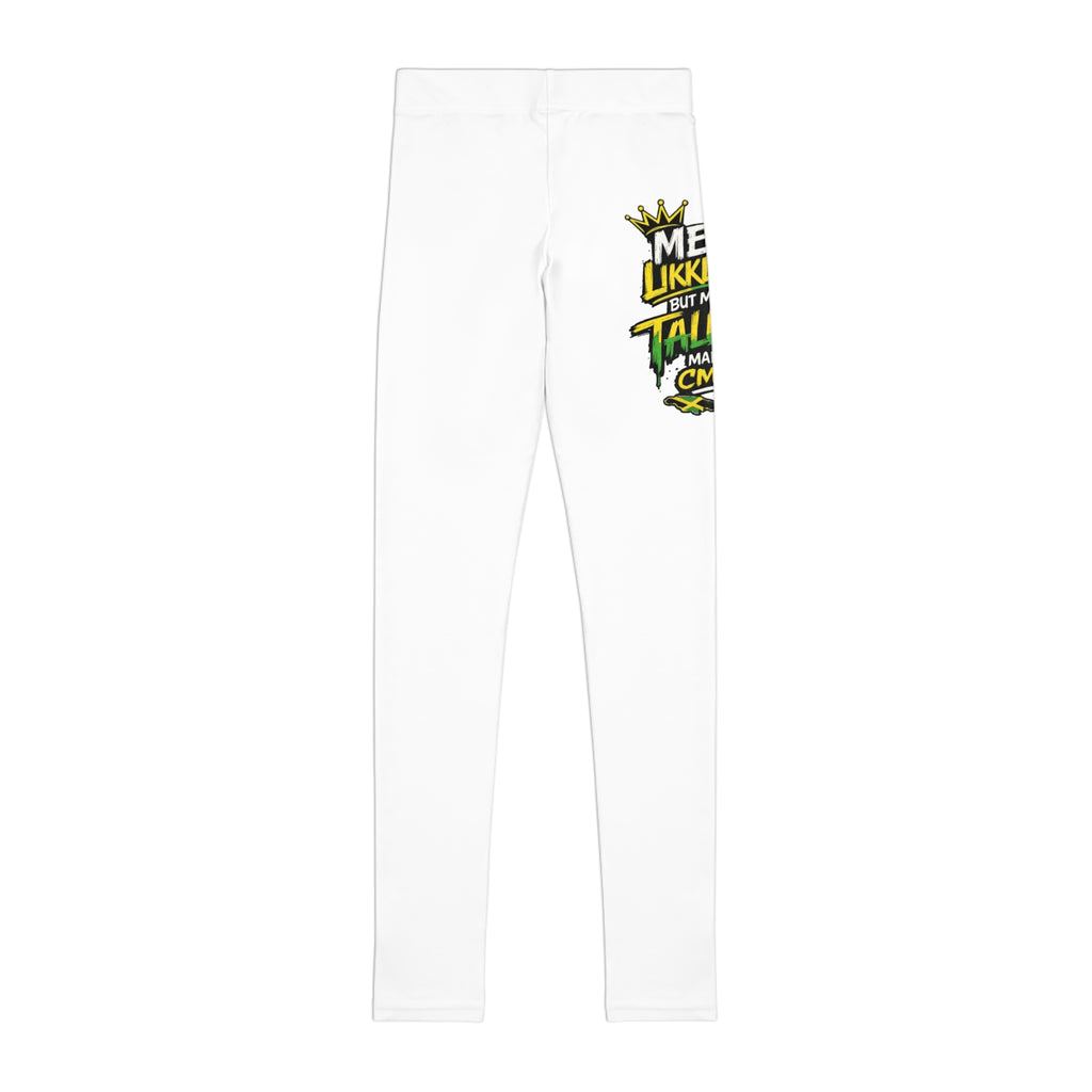 Youth Graphic Leggings — 'Me Likkle But Tallawah' Jamaican Kid Design