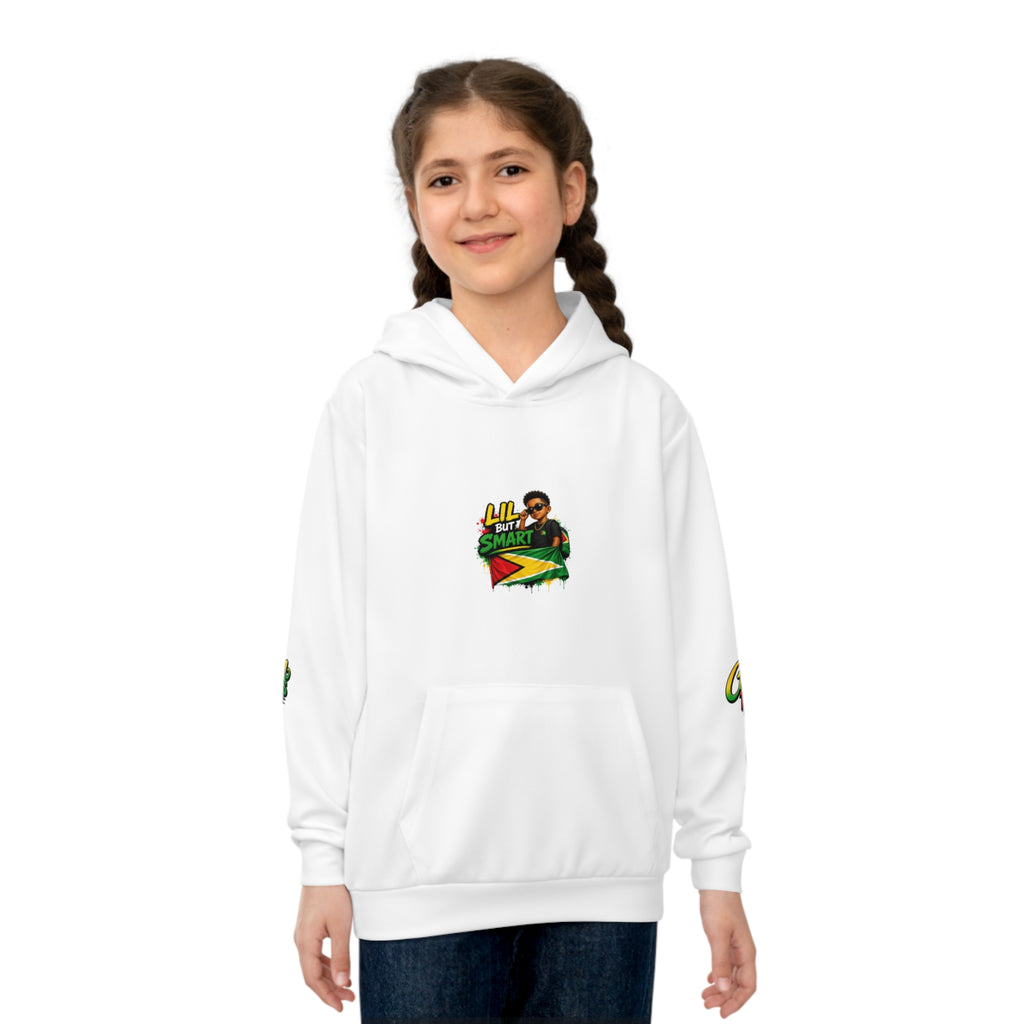 Kids Hoodie — "Lil But Smart" Jamaican Flag Graphic Children's Pullover
