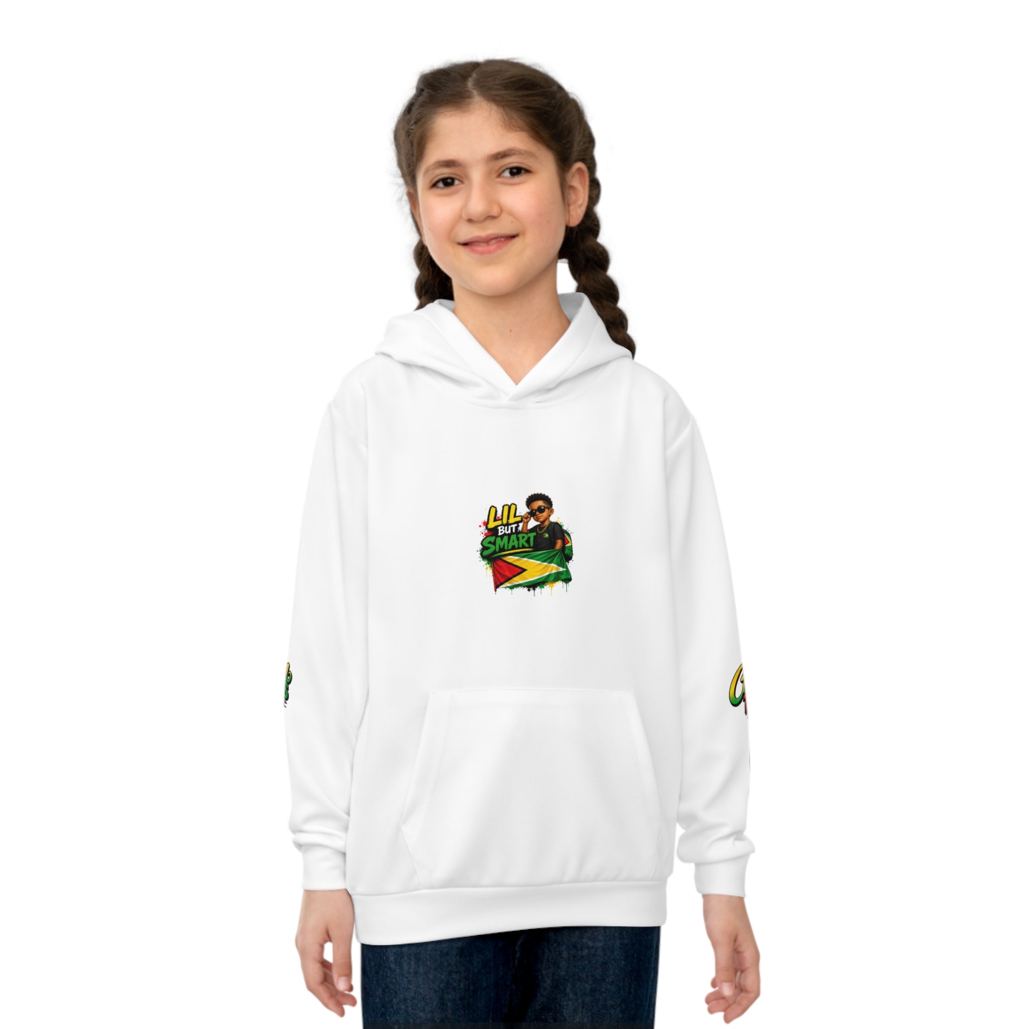 Kids Hoodie — "Lil But Smart" Jamaican Flag Graphic Children's Pullover