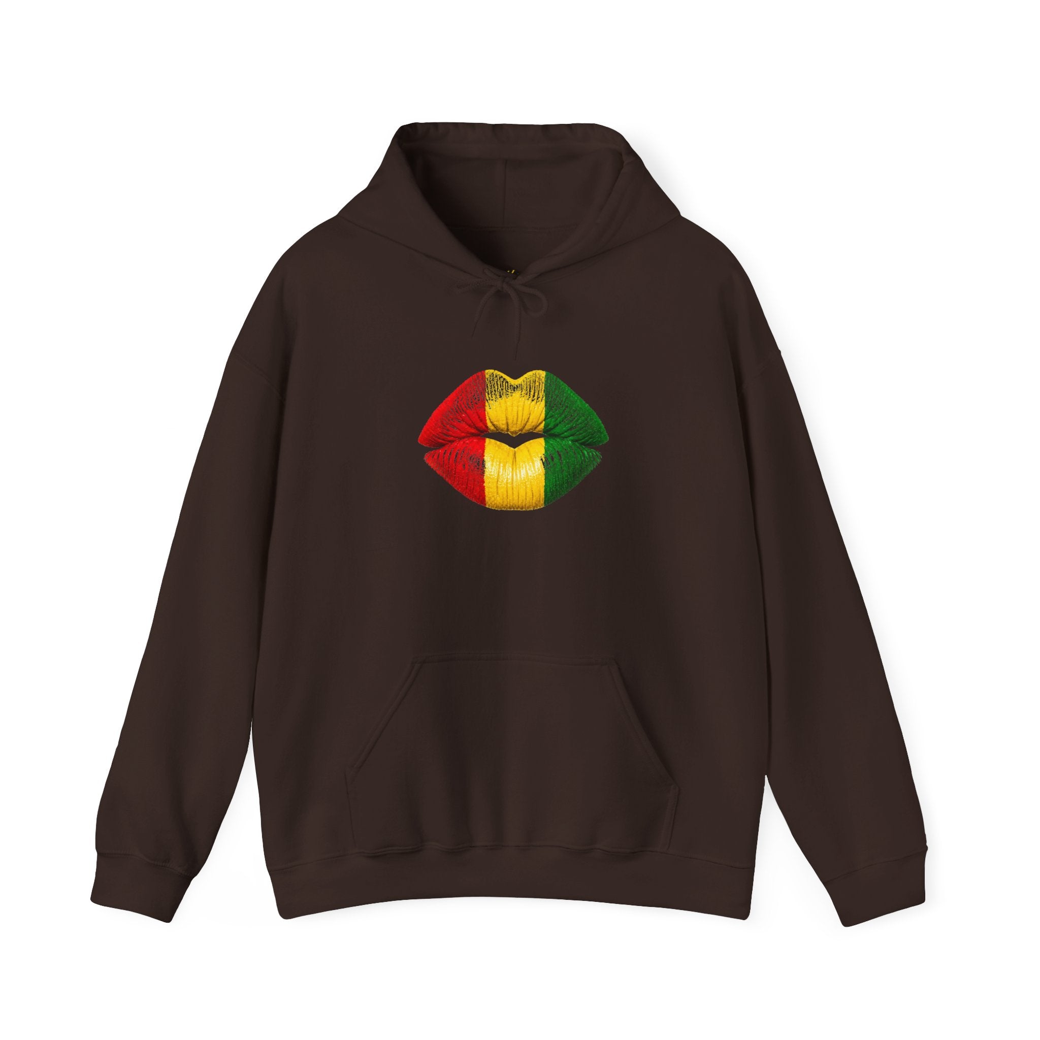 Flag Lip Print Hoodie — Ghana Flag Kiss Graphic Hooded Sweatshirt