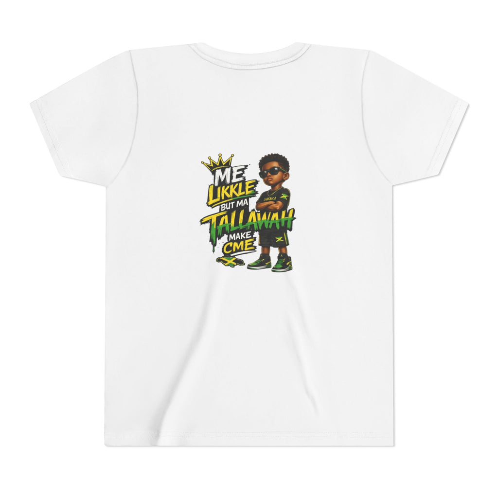 Youth Tee — "Me Likkle But Mi Talk A Wahn Make A Cme" Jamaican Kids Graphic T‑Shirt