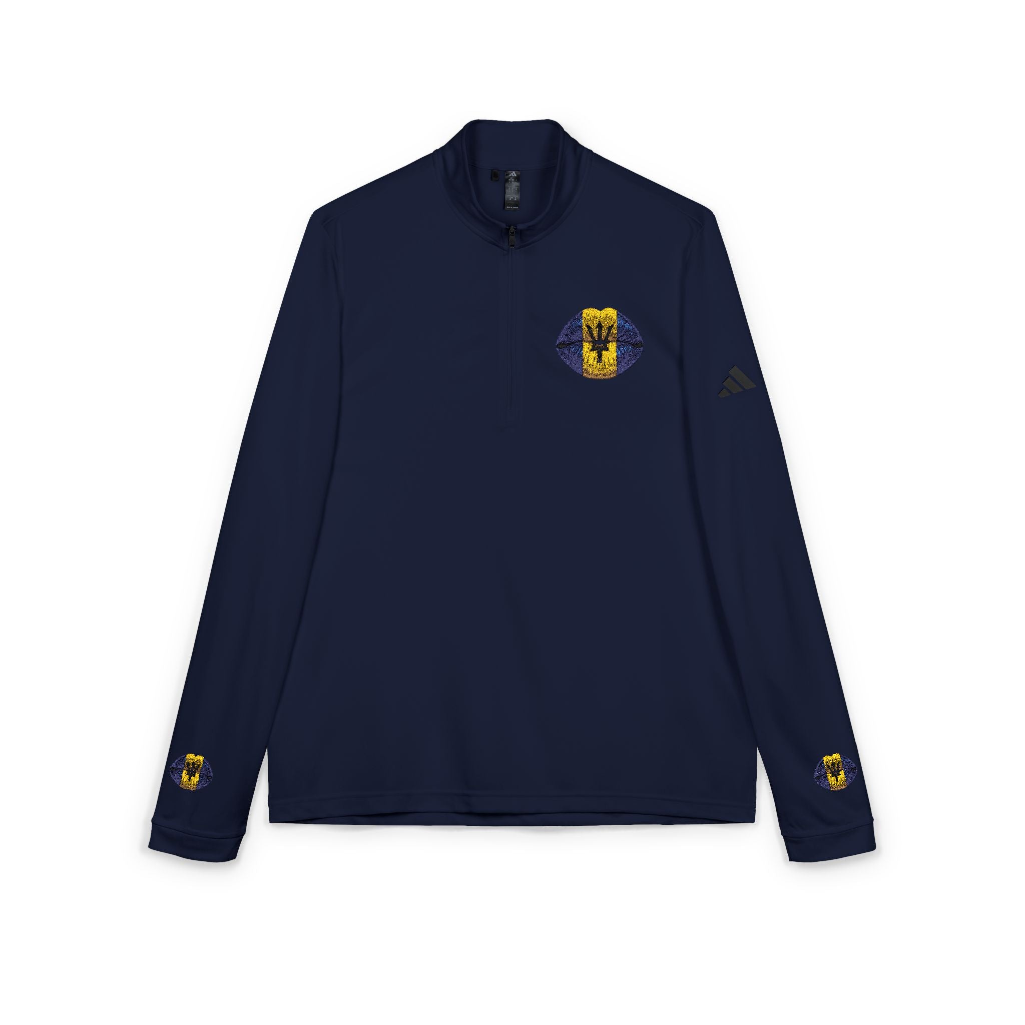 Embroidered Quarter-Zip Pullover — White Athletic Golf Top