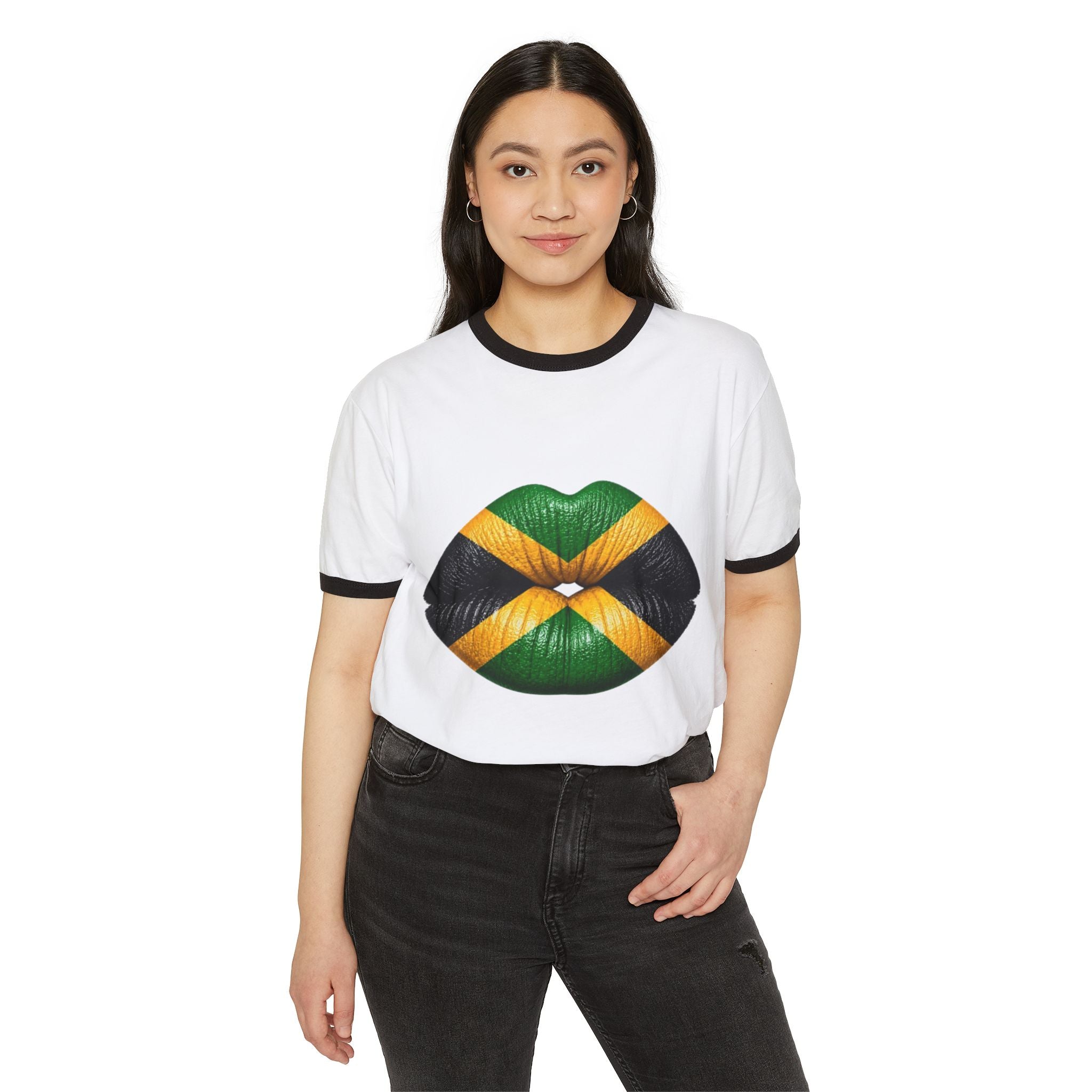 Jamaica Flag Kiss Ringer Tee