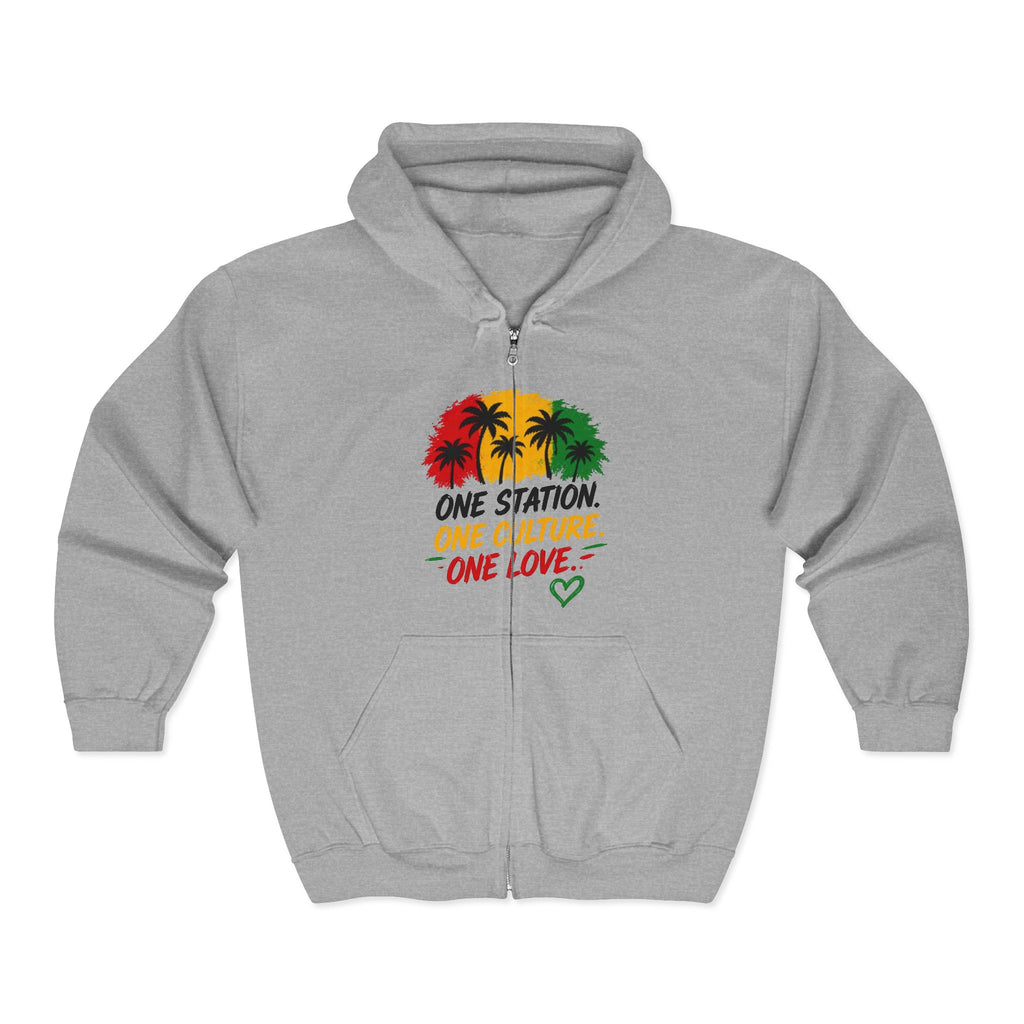 Rasta Palm Zip Hoodie – "One Nation, One Love" Tropical Zip-Up Men Hoodies
