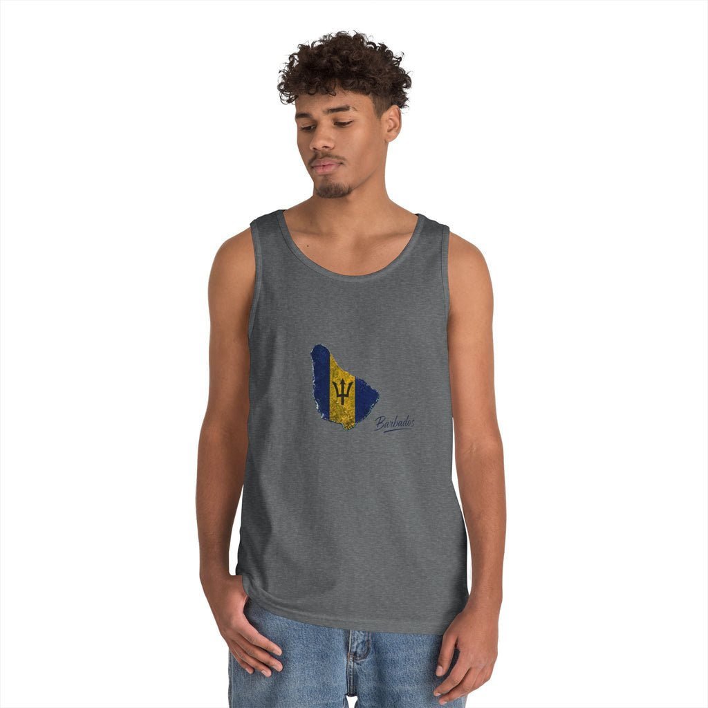Barbados Flag Men Outline Tank — Island Pride Barbados Graphic Tank Top