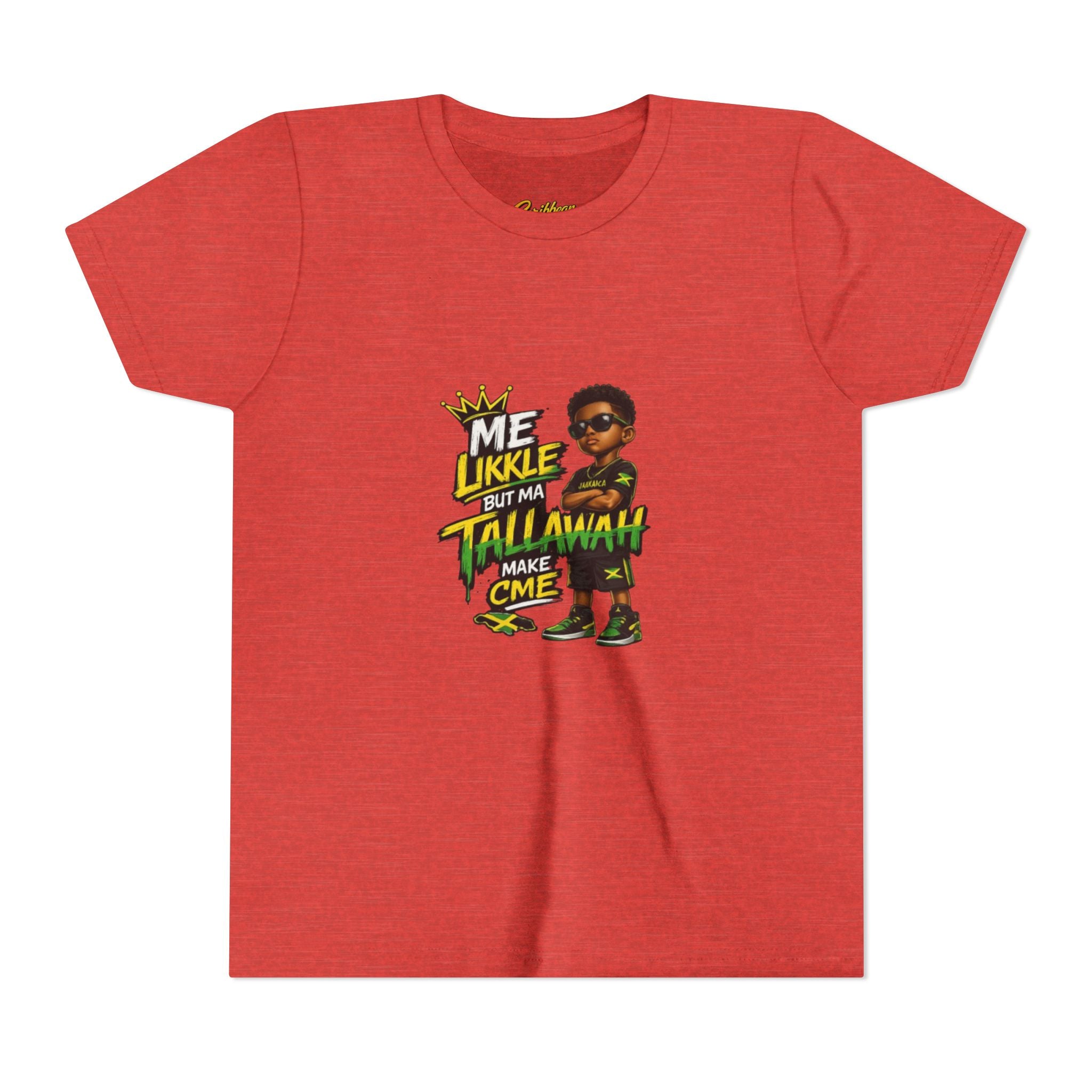 Youth Tee — "Me Likkle But Mi Talk A Wahn Make A Cme" Jamaican Kids Graphic T‑Shirt