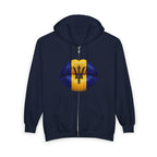 Barbados Flag Lip Print Zip Hoodie