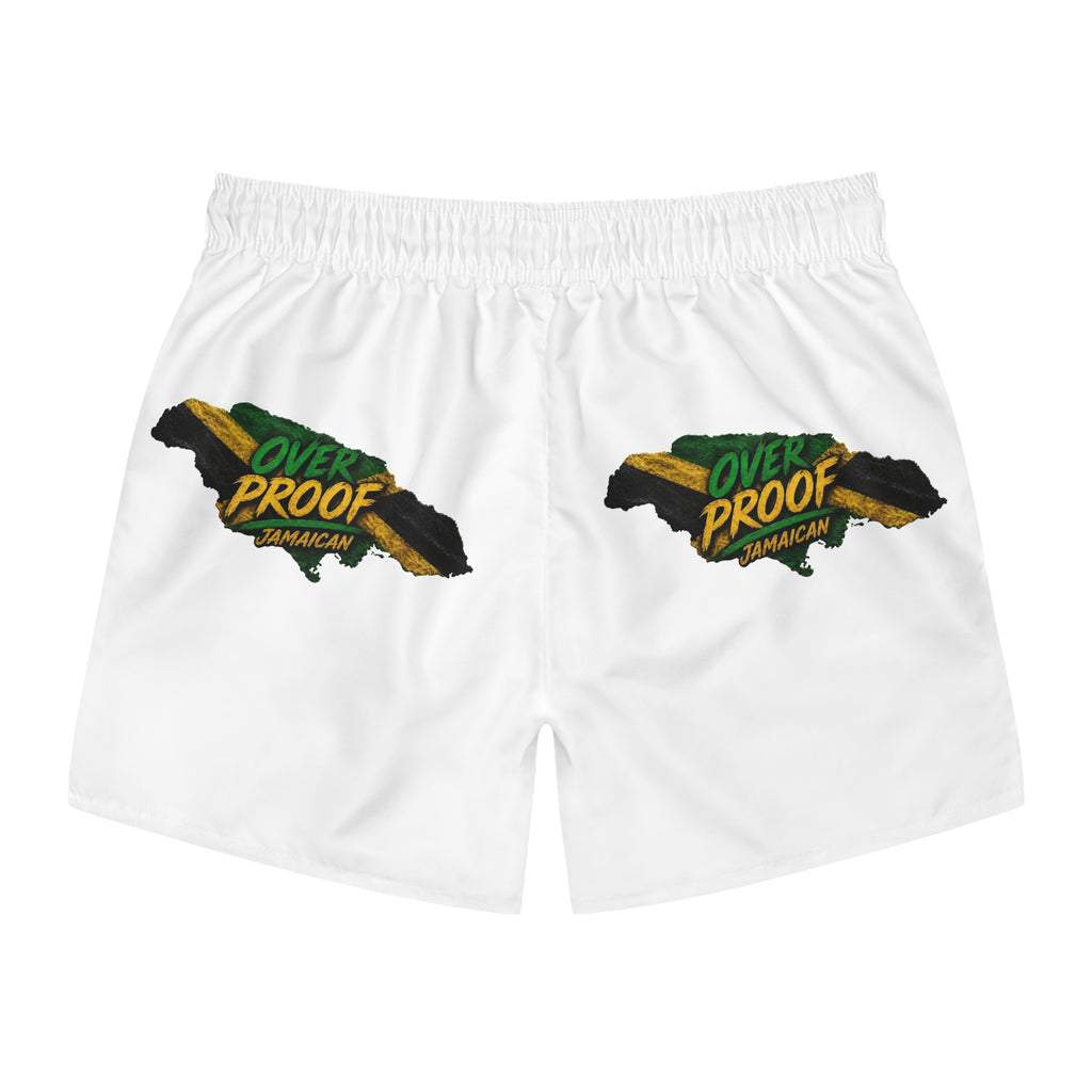 Jamaica 'Over Proof' Swim Trunks — Tropical Island Graphic Men Swim Shorts