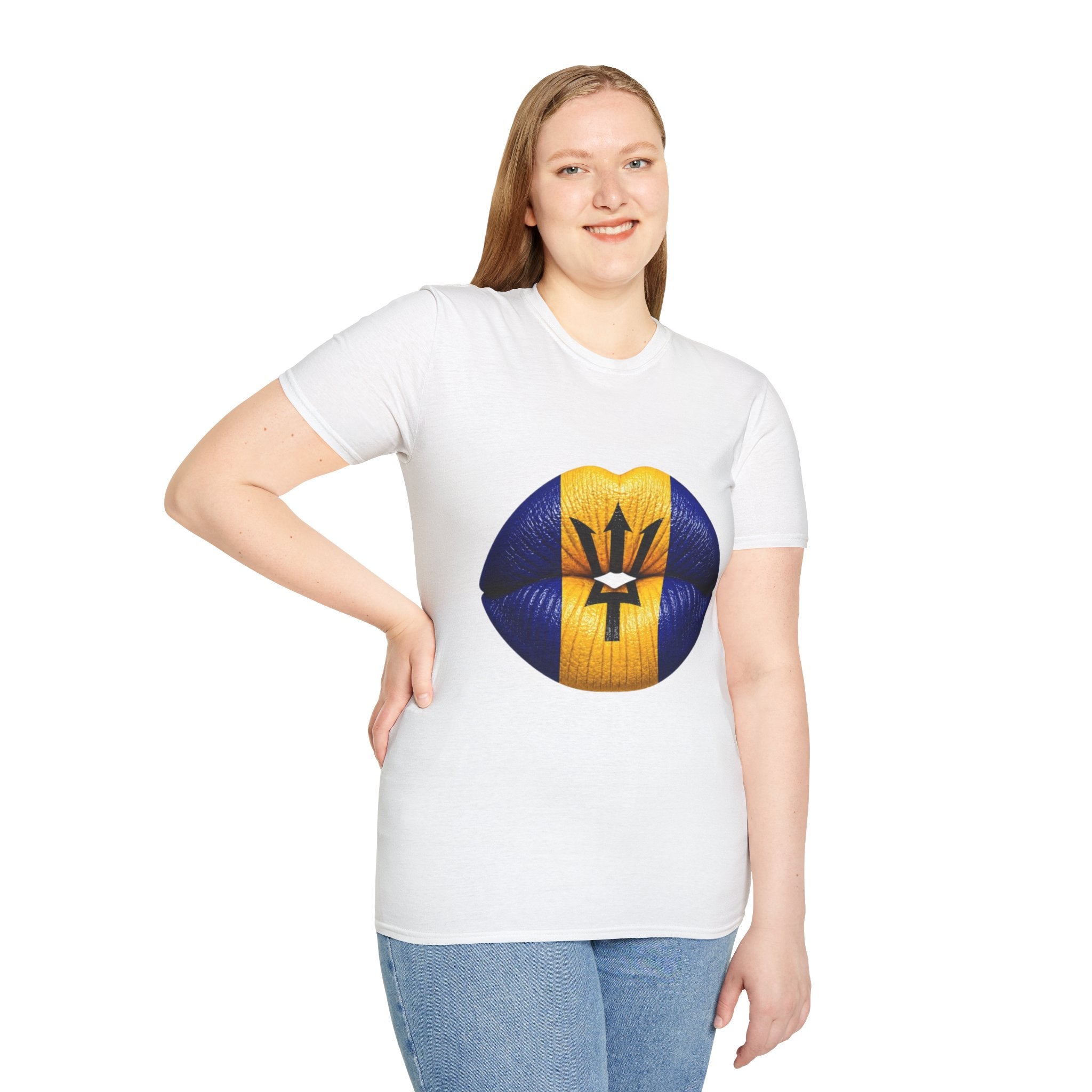 Barbados Flag Lip Print T-Shirt