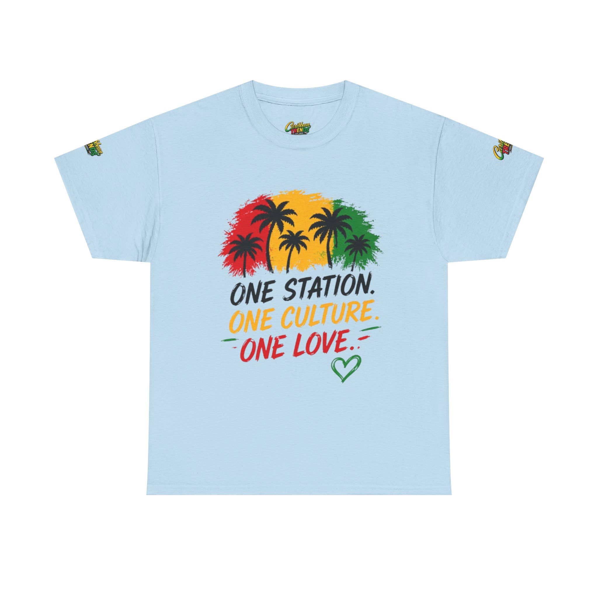 One Station One Culture One Love Men T-Shirt — Reggae Palm Tree Rasta Graphic Tee