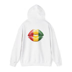 Flag Lip Print Hoodie — Ghana Flag Kiss Graphic Hooded Sweatshirt