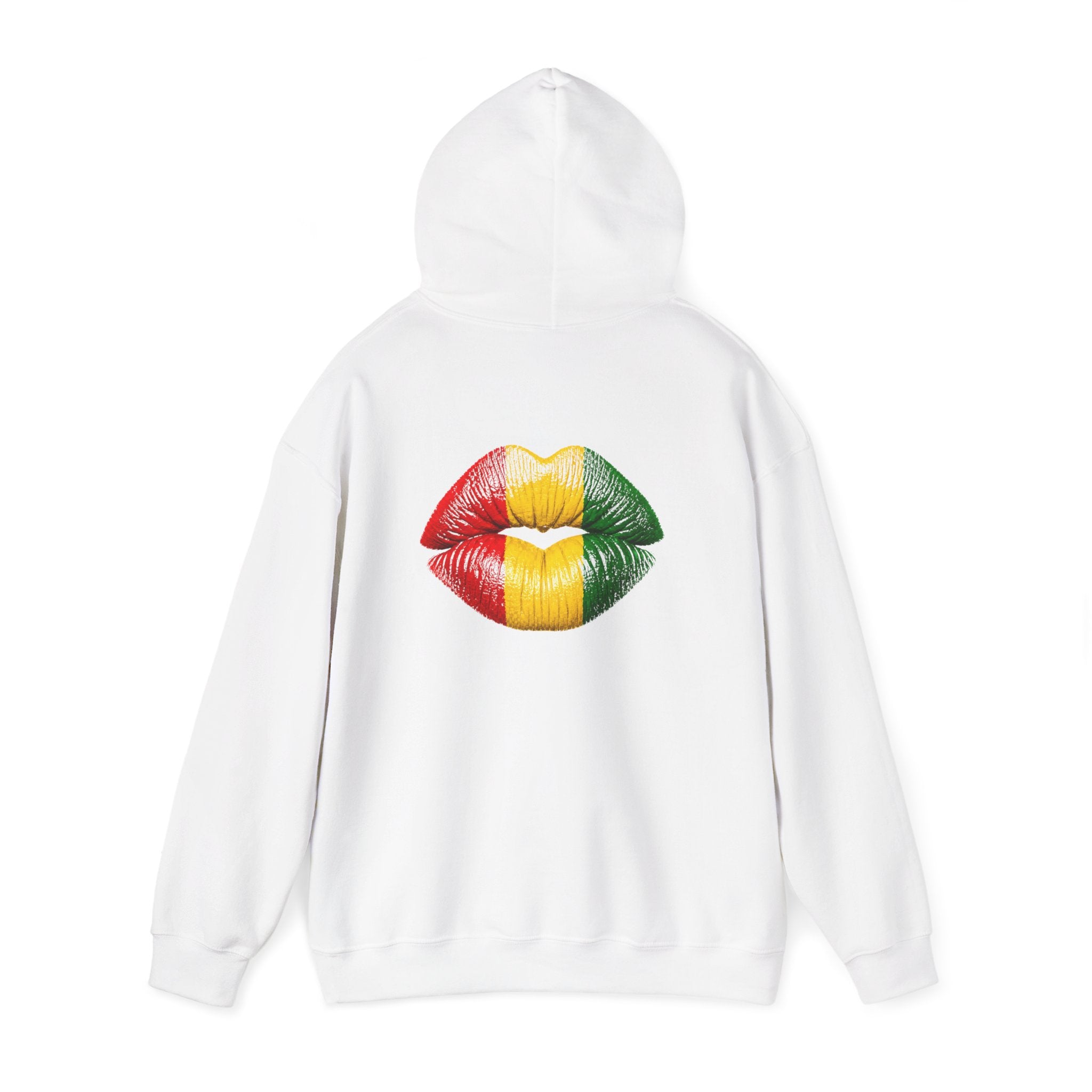 Flag Lip Print Hoodie — Ghana Flag Kiss Graphic Hooded Sweatshirt
