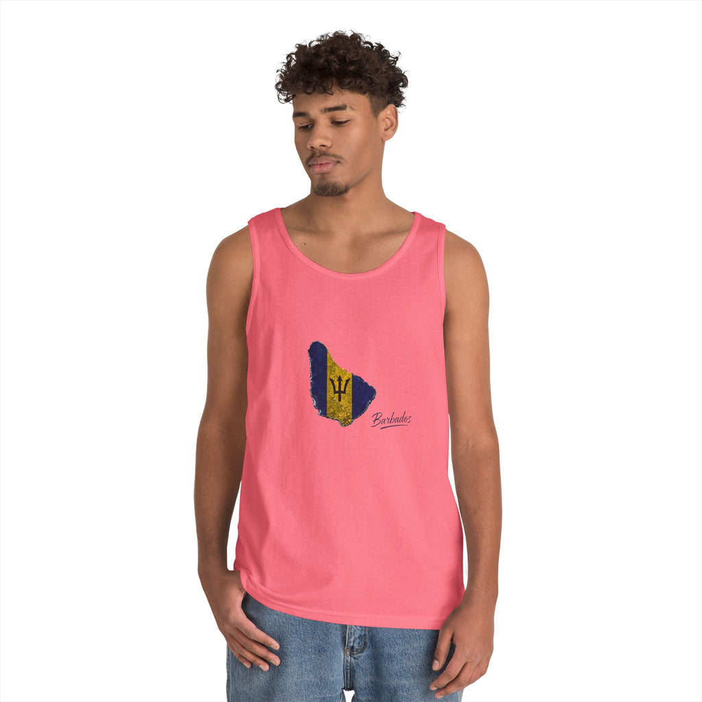 Barbados Flag Men Outline Tank — Island Pride Barbados Graphic Tank Top