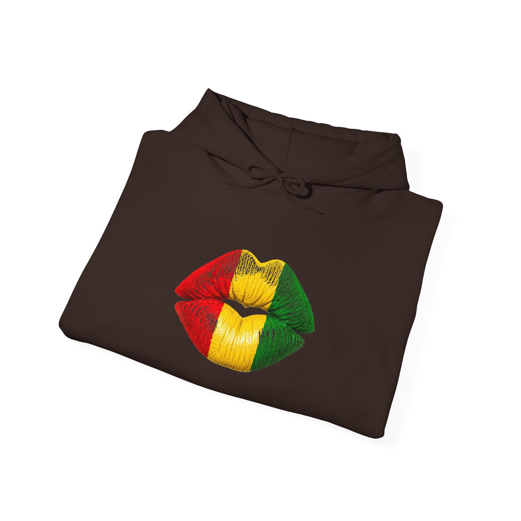 Flag Lip Print Hoodie — Ghana Flag Kiss Graphic Hooded Sweatshirt