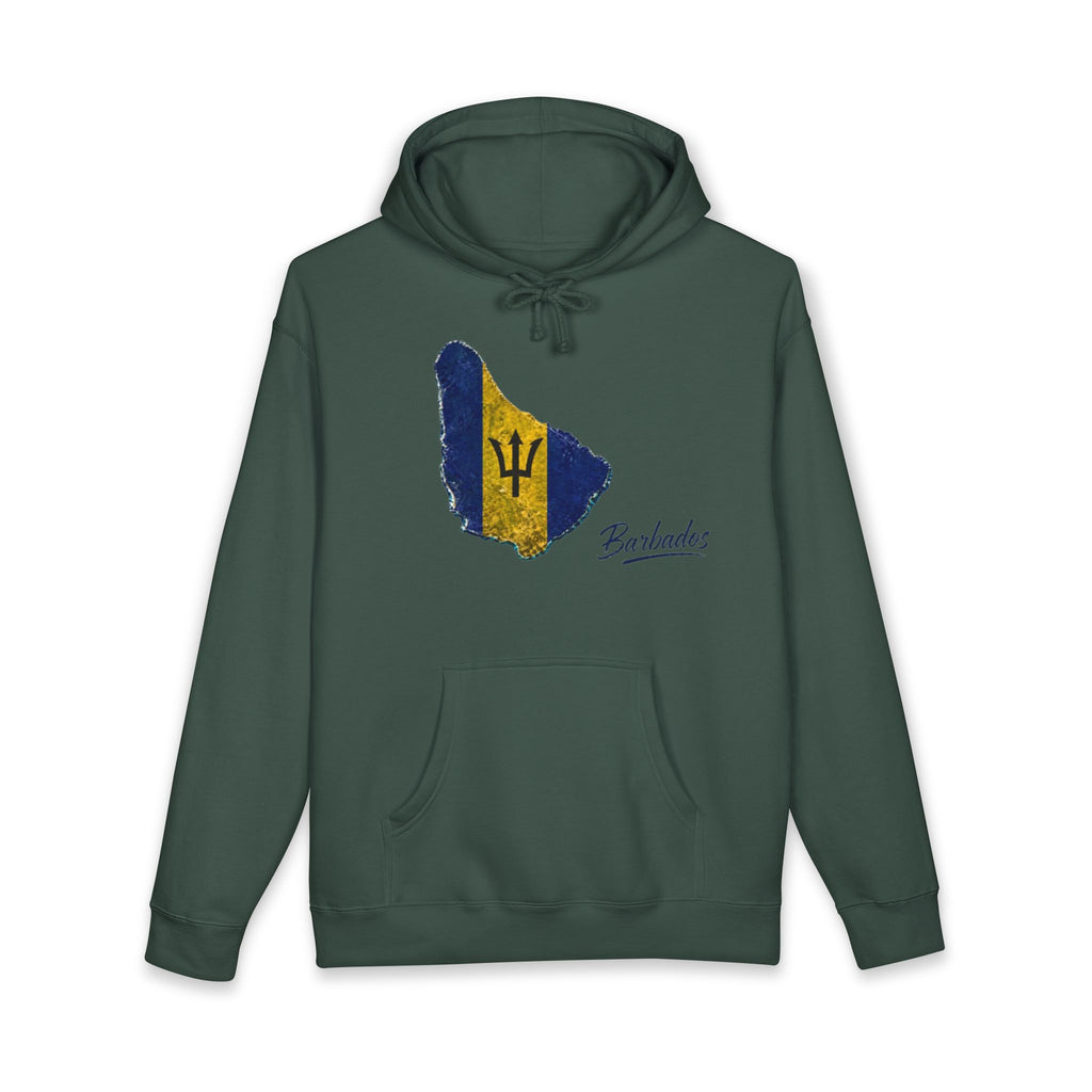 Barbados Flag Map Men Hoodie — Vintage Island Pride Pullover