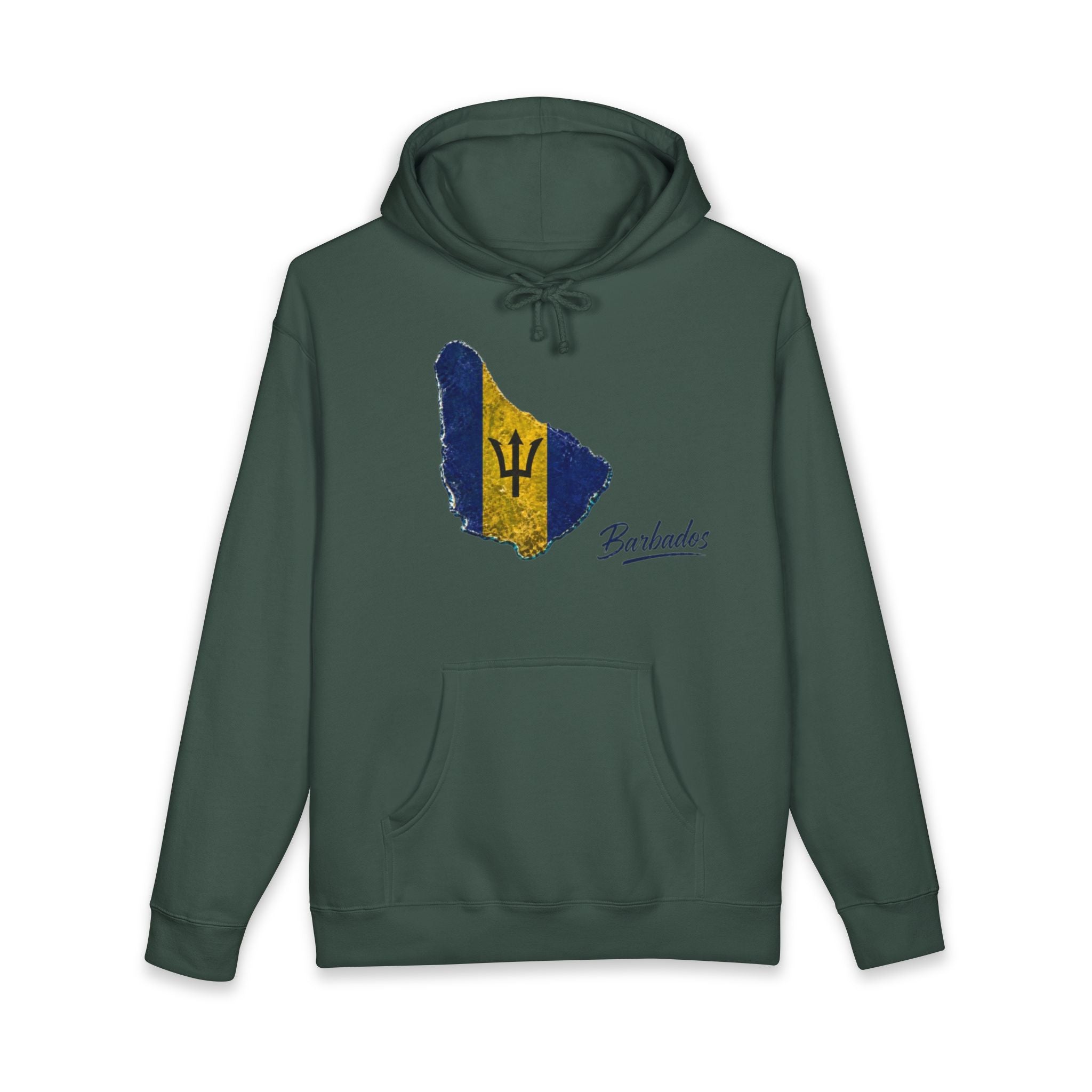 Barbados Flag Map Men Hoodie — Vintage Island Pride Pullover