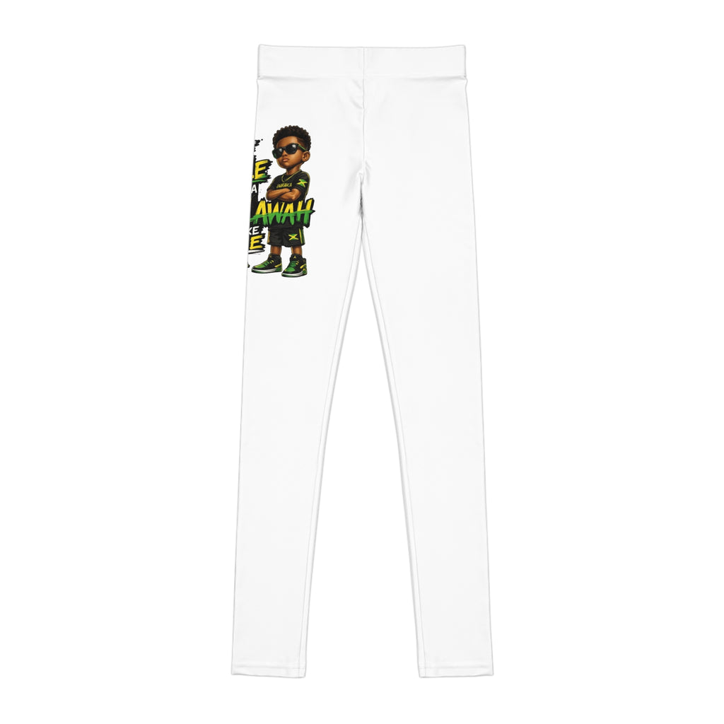 Youth Graphic Leggings — 'Me Likkle But Tallawah' Jamaican Kid Design