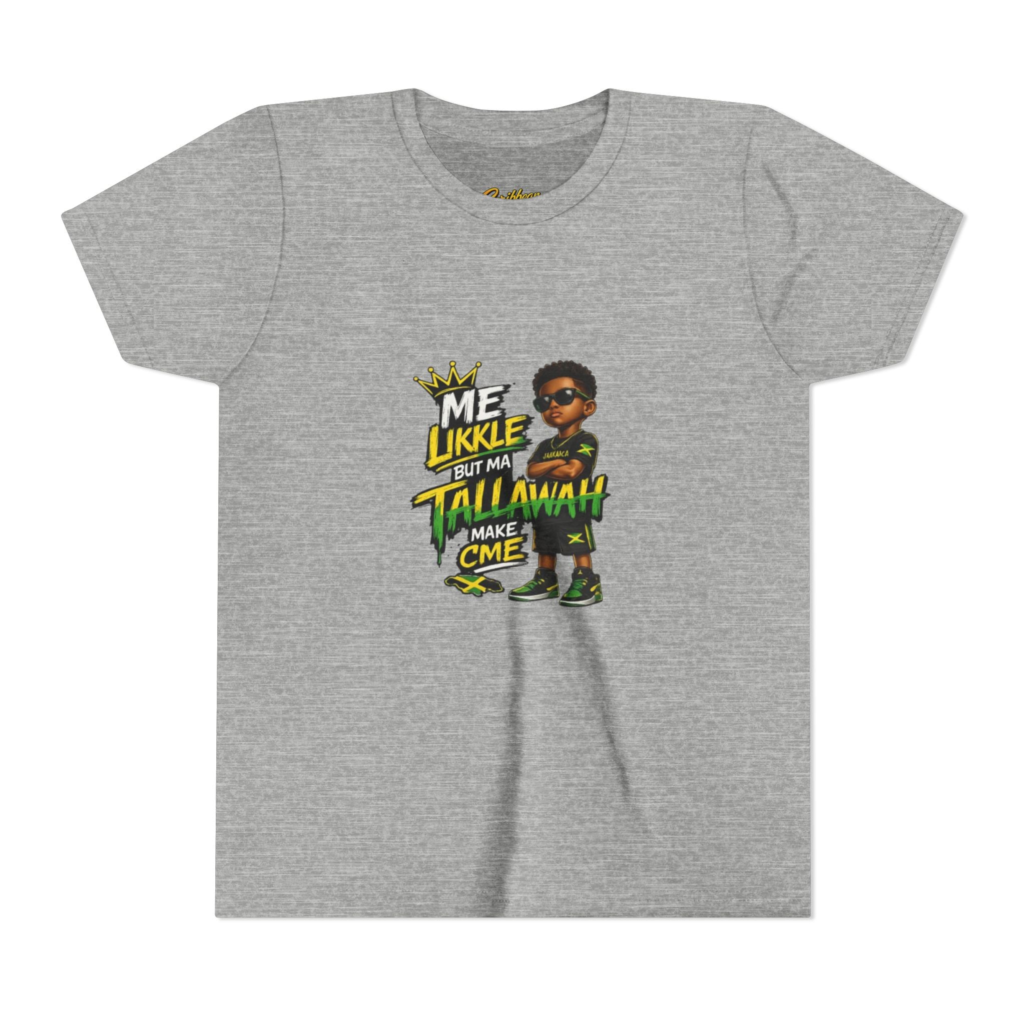 Youth Tee — "Me Likkle But Mi Talk A Wahn Make A Cme" Jamaican Kids Graphic T‑Shirt