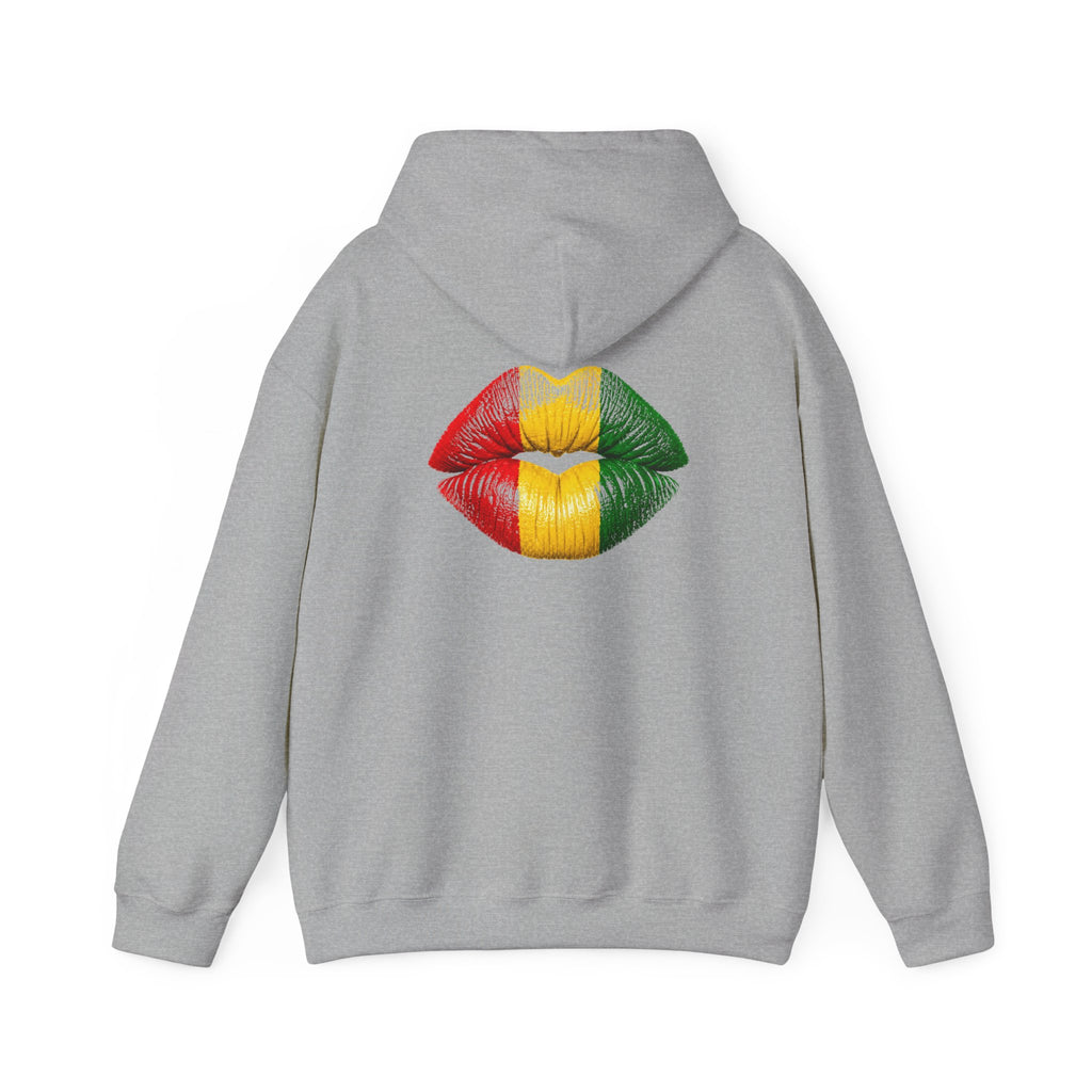 Flag Lip Print Hoodie — Ghana Flag Kiss Graphic Hooded Sweatshirt