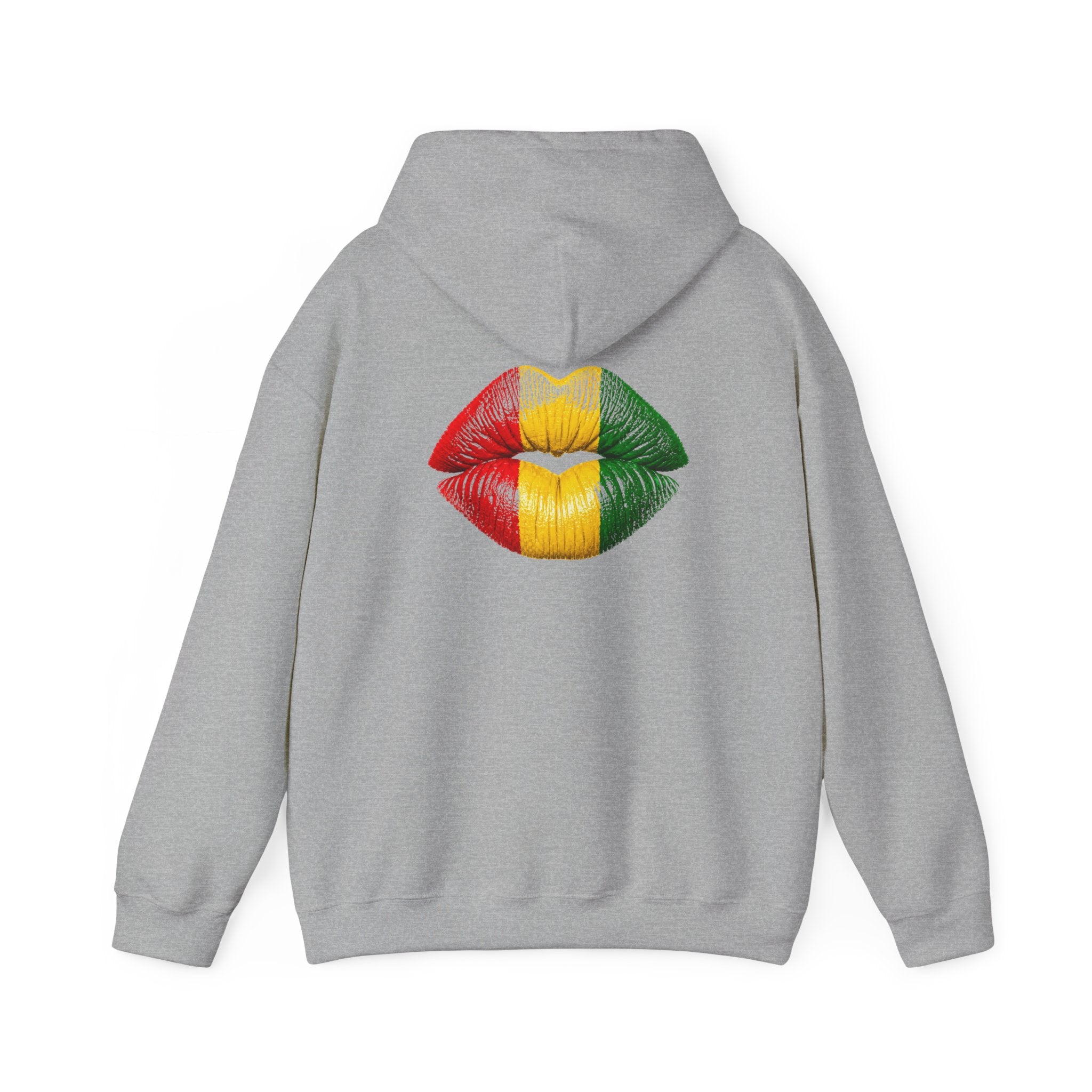 Flag Lip Print Hoodie — Ghana Flag Kiss Graphic Hooded Sweatshirt