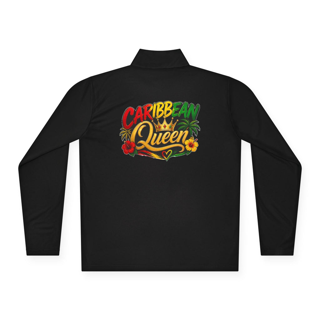 Quarter-Zip Pullover — "Caribbean Queen" Tropical Graphic Pullover