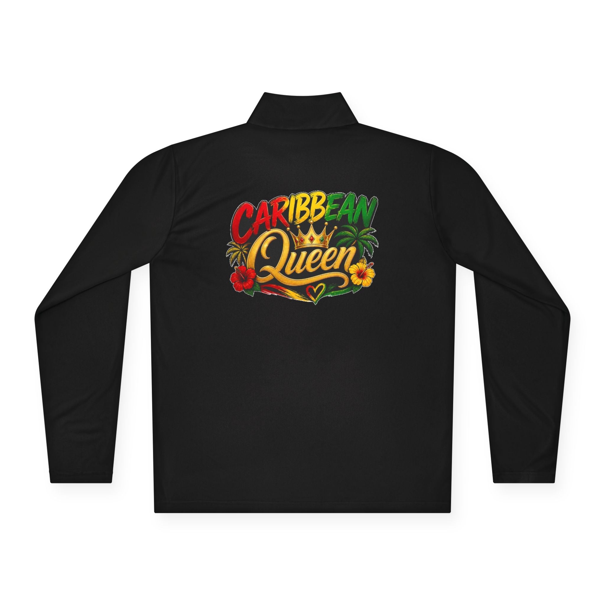 Quarter-Zip Pullover — "Caribbean Queen" Tropical Graphic Pullover