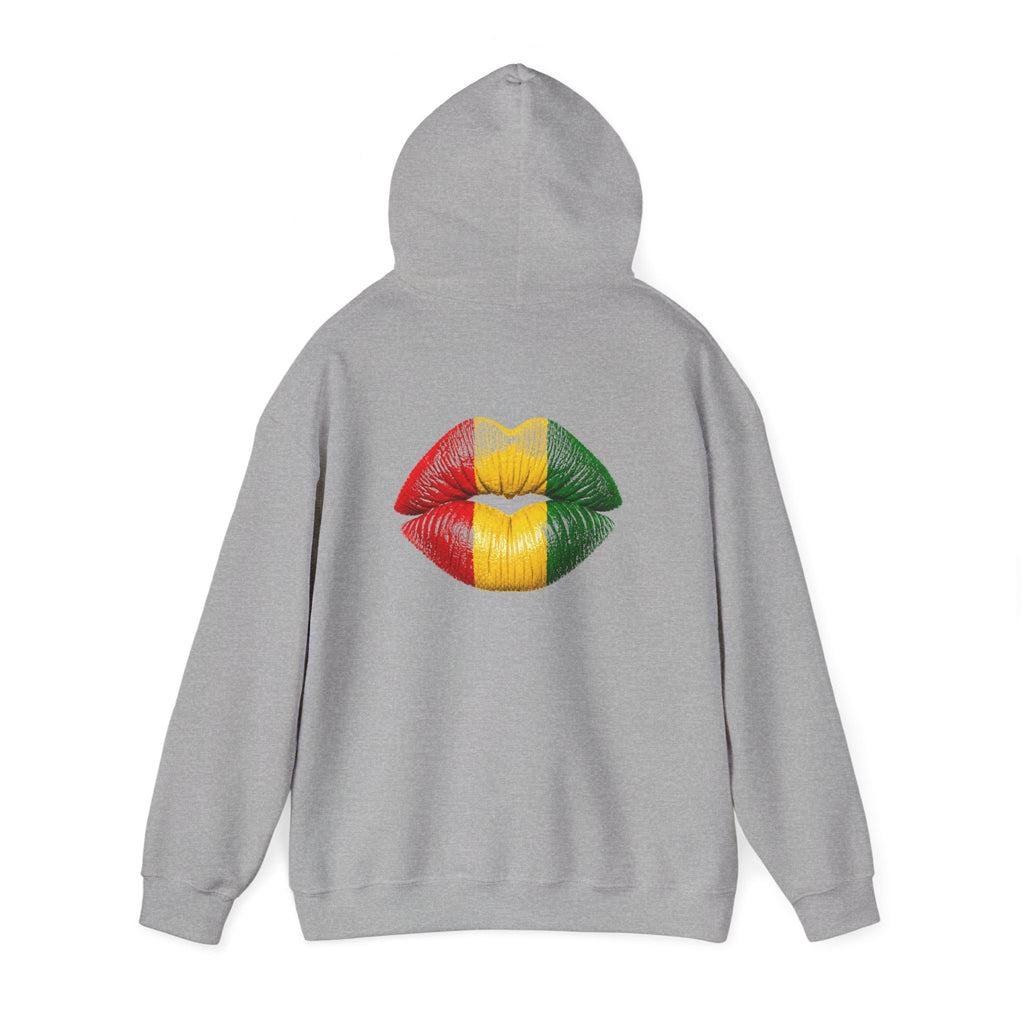Flag Lip Print Hoodie — Ghana Flag Kiss Graphic Hooded Sweatshirt