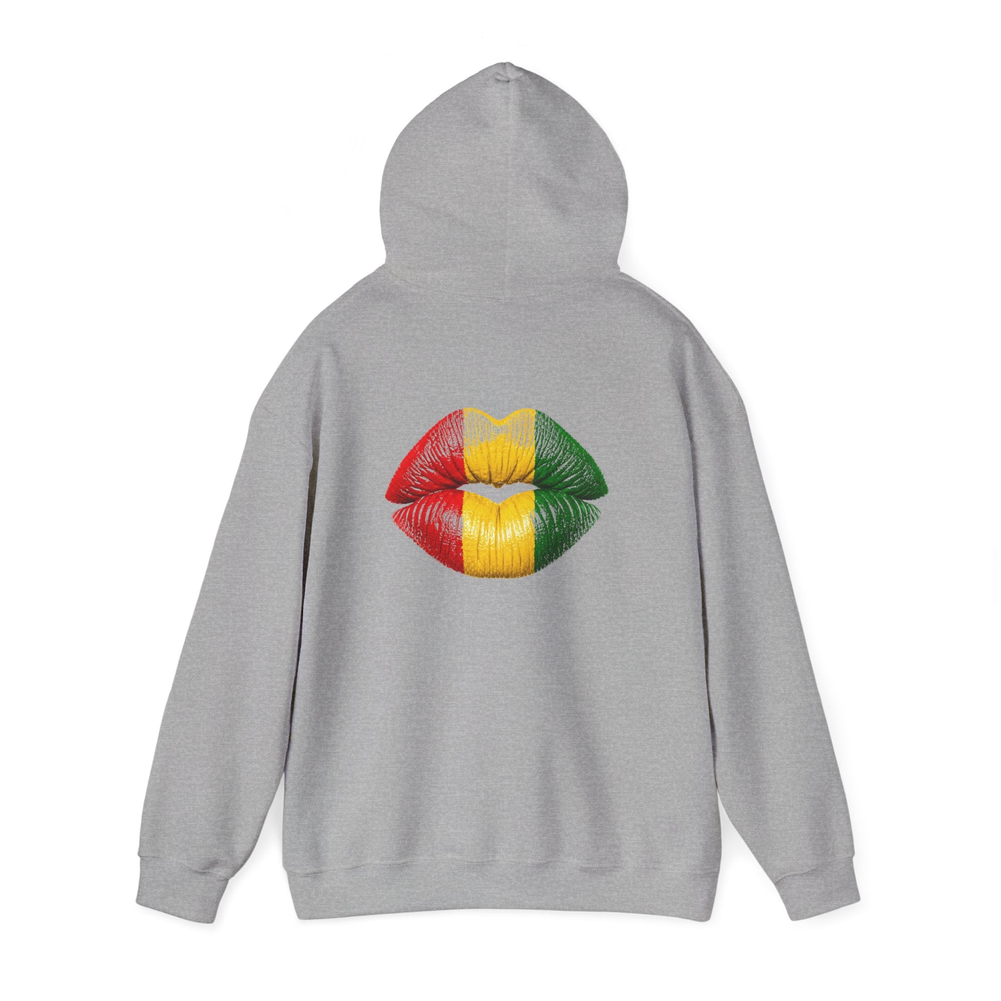 Flag Lip Print Hoodie — Ghana Flag Kiss Graphic Hooded Sweatshirt