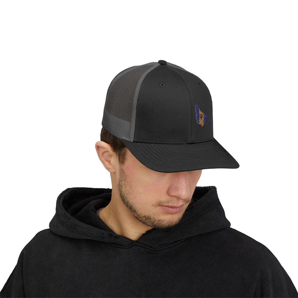 Barbados Flag Outline Snapback Trucker Cap — Glitter Map Patch
